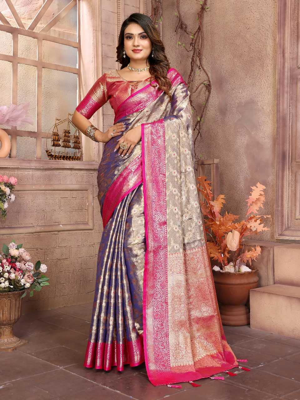 Ynf Tissue Silk RIN144 Vanita Silk Sarees Wedding Collections Festive Collections Wholesale Handloom Sarees Designer Silk Sarees Zari Border Silk Sarees Manufacturer