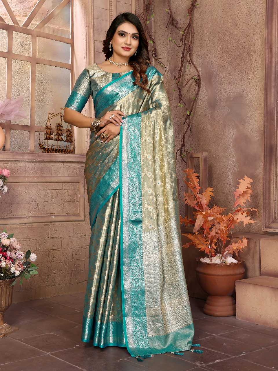 Ynf Tissue Silk RIN144 Vanita Silk Sarees Wedding Collections Festive Collections Wholesale Handloom Sarees Designer Silk Sarees Zari Border Silk Sarees Manufacturer