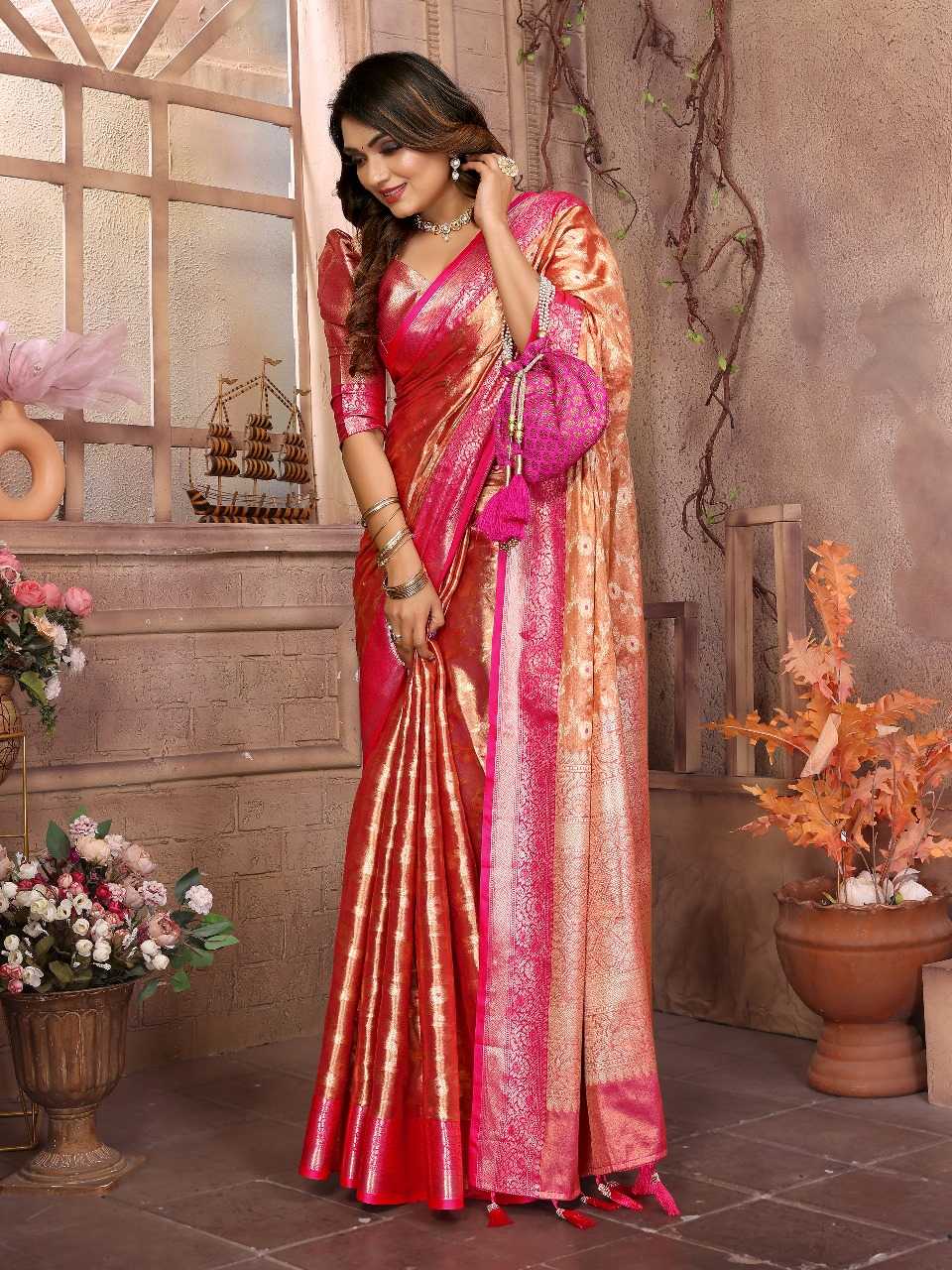 Ynf Tissue Silk RIN144 Vanita Silk Sarees Wedding Collections Festive Collections Wholesale Handloom Sarees Designer Silk Sarees Zari Border Silk Sarees Manufacturer