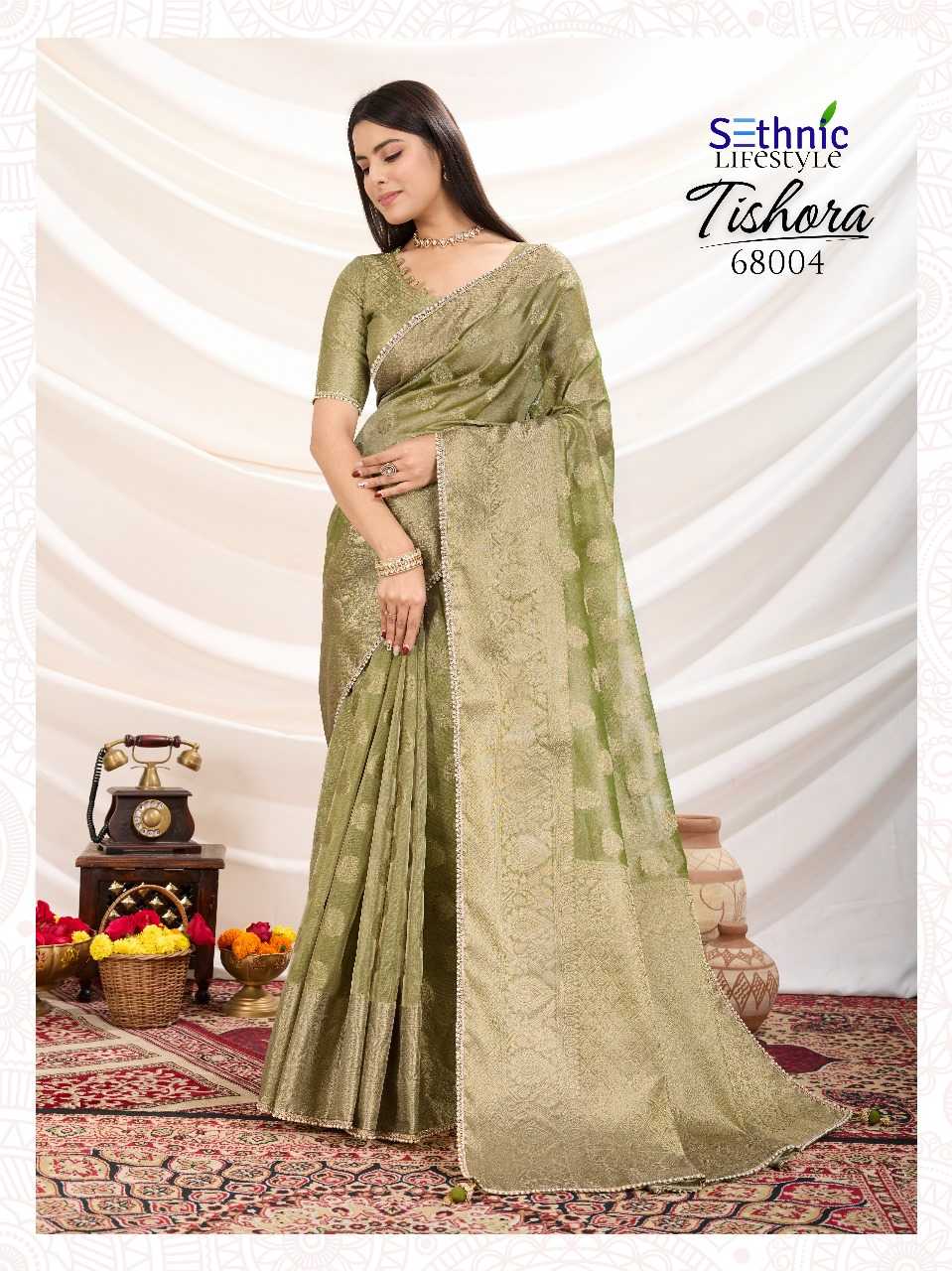 Ynf Tissue Silk RIN184 TISHORA-68001 Sarees Wedding Collections Festive Collections Wholesale Tissue Silk Saree Zari Sarees Sarees With Blouse Manufacturer
