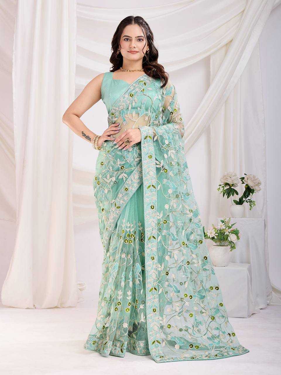 Ynf Twill Net RIN188 Vaamika22 Sarees Wholesale Party Wear Sarees Sequence Sarees Net Sarees Manufacturer