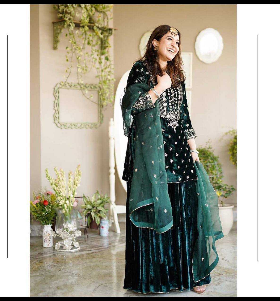 Ynf Velvet KESH506 7836 Suits & Dresses Wedding Collections Festive Collections Wholesale Sharara Salwar Suits Velvet Suits Embroidery Suits Manufacturer