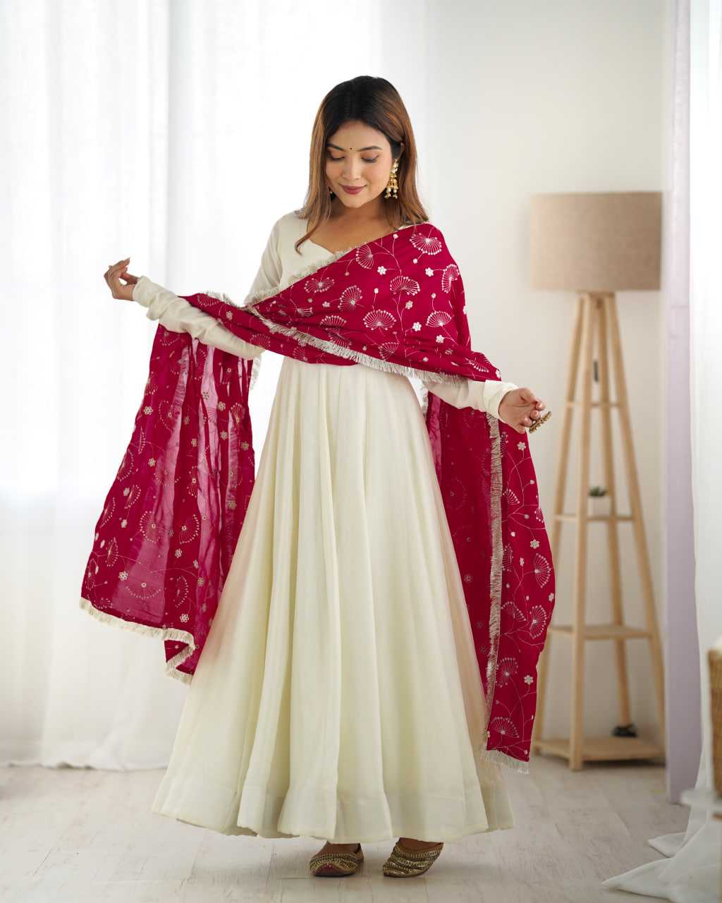 Ynf Vichitra Silk KESH504 45 Gowns Wedding Collections Festive Collections Wholesale Anarkali Gown Silk Gowns White Gown Manufacturer