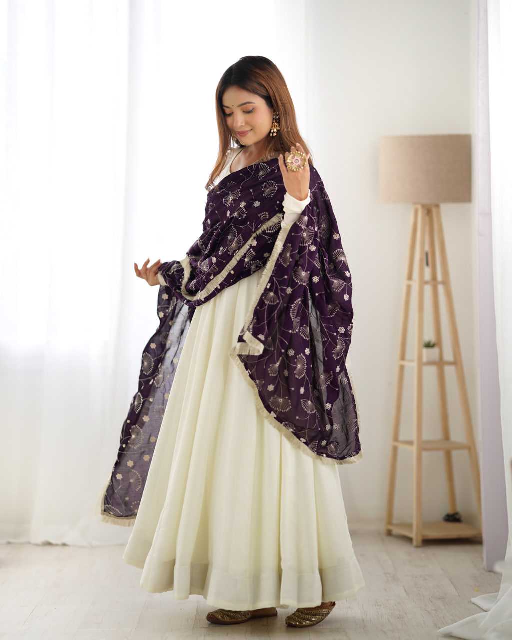 Ynf Vichitra Silk KESH504 45 Gowns Wedding Collections Festive Collections Wholesale Anarkali Gown Silk Gowns White Gown Manufacturer