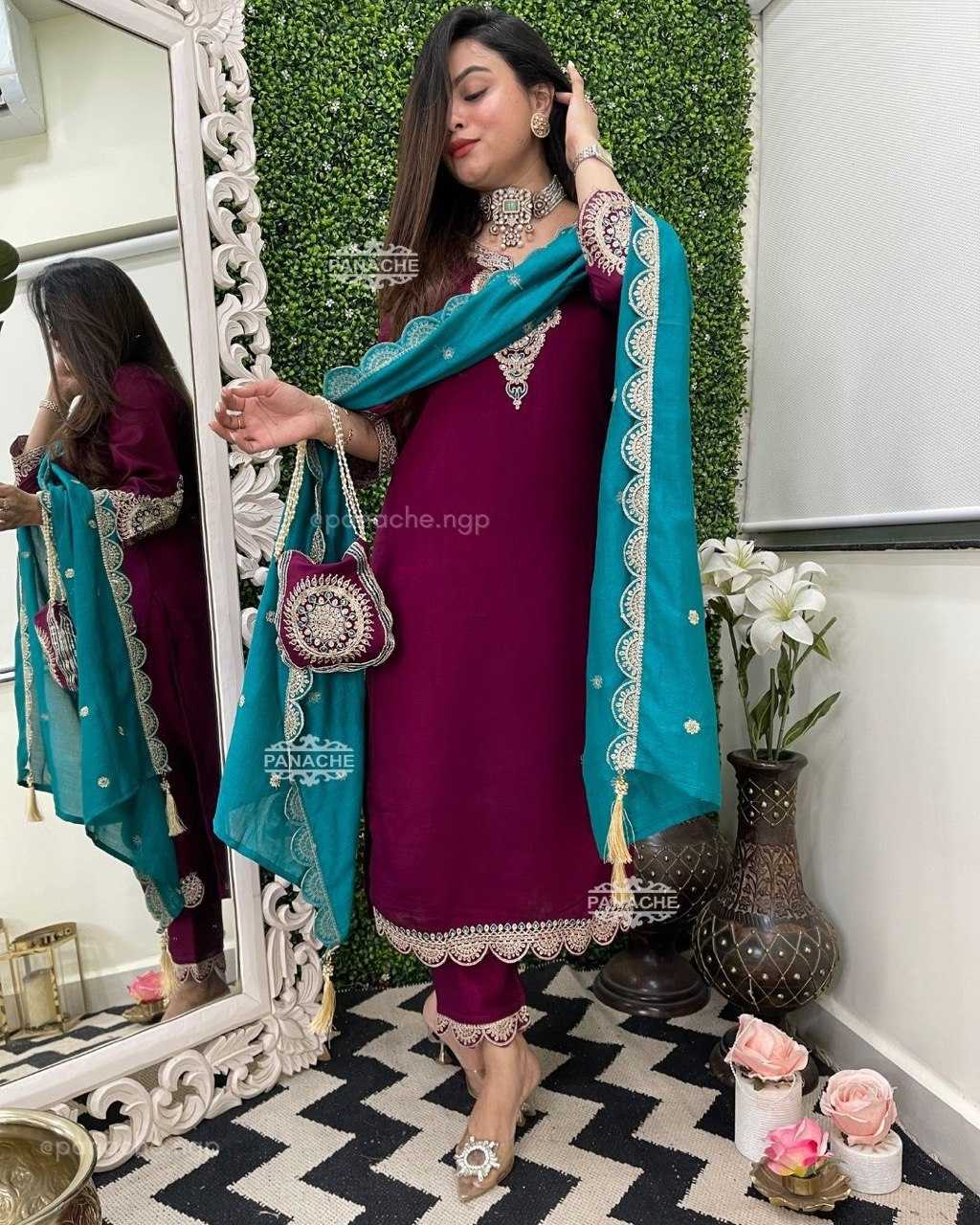 Ynf Vichitra Silk RIN222 BLUMING Kurti Wholesale Designer Kurtis Silk Kurtis Kurti With Pants Manufacturer