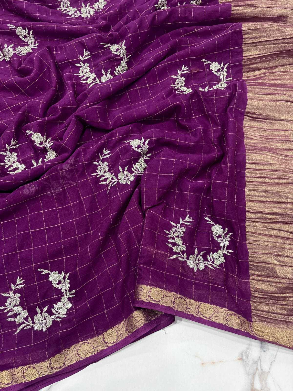Ynf Viscose RIN178 Chex Chinnon Viscose 1 Sarees Wedding Collections Festive Collections Wholesale Embroidered Sarees Jacquard Saree Viscose Saree Manufacturer