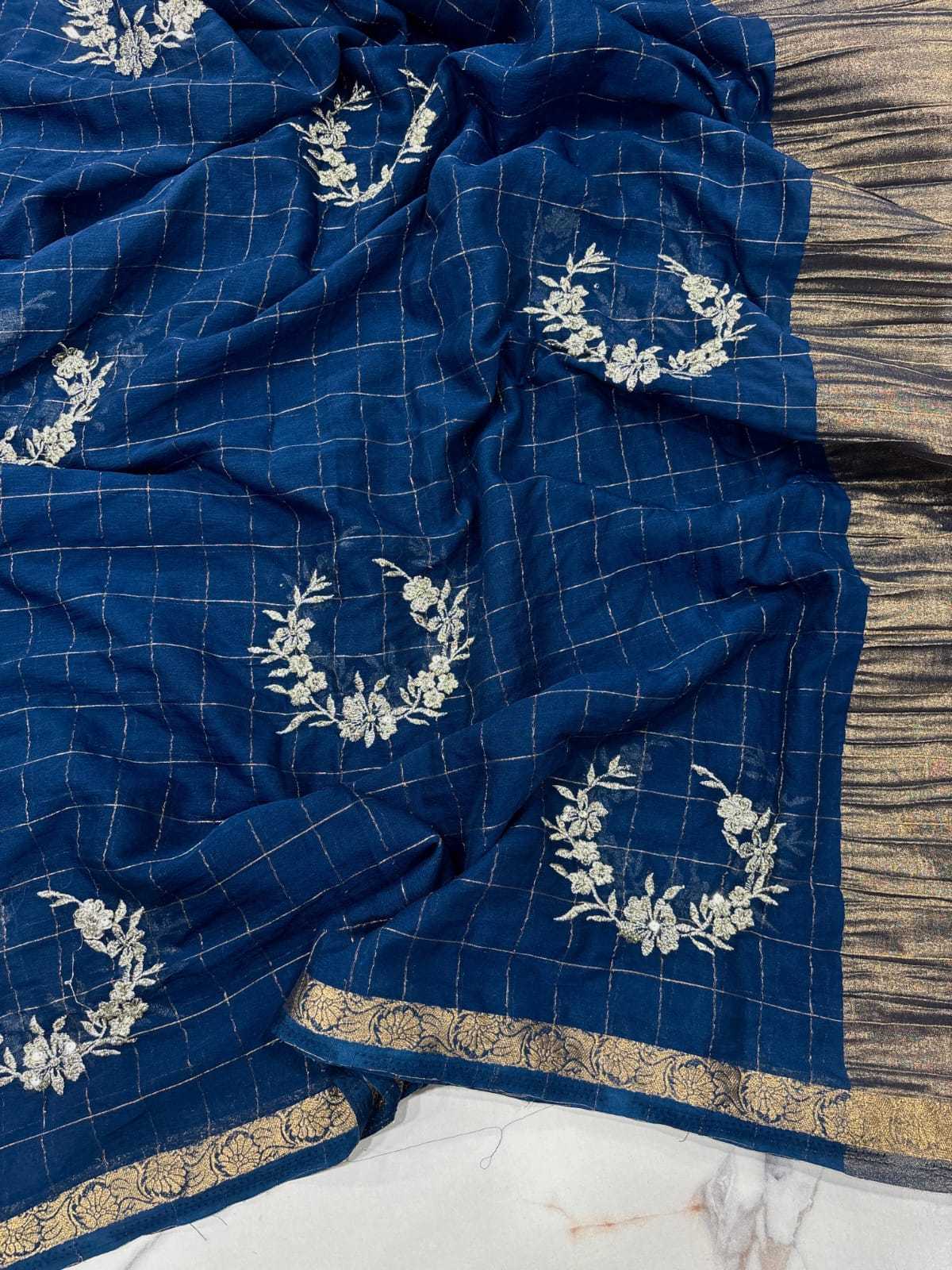 Ynf Viscose RIN178 Chex Chinnon Viscose 1 Sarees Wedding Collections Festive Collections Wholesale Embroidered Sarees Jacquard Saree Viscose Saree Manufacturer