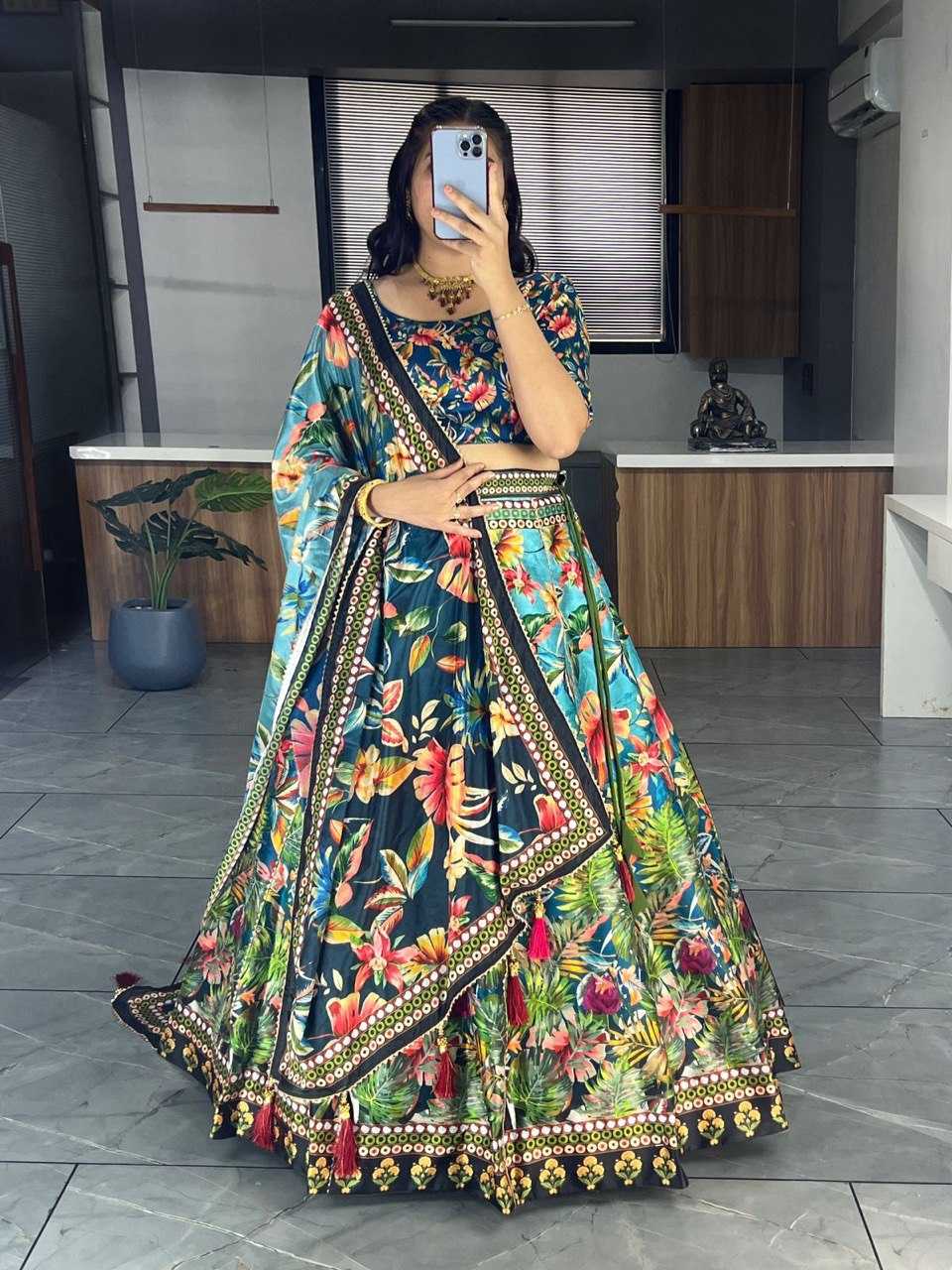 Ynf Art Silk RIN119 6134 Lehengas Wedding Collections Festive Collections Wholesale Silk Lehenga Printed Lehenga Gota Patti Lehenga Manufacturer