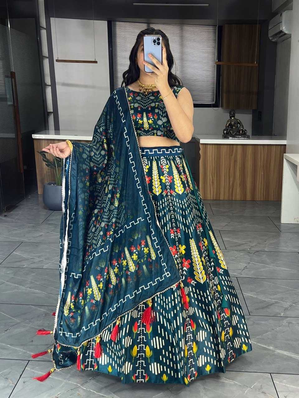 Ynf Art Silk RIN119 6134 Lehengas Wedding Collections Festive Collections Wholesale Silk Lehenga Printed Lehenga Gota Patti Lehenga Manufacturer