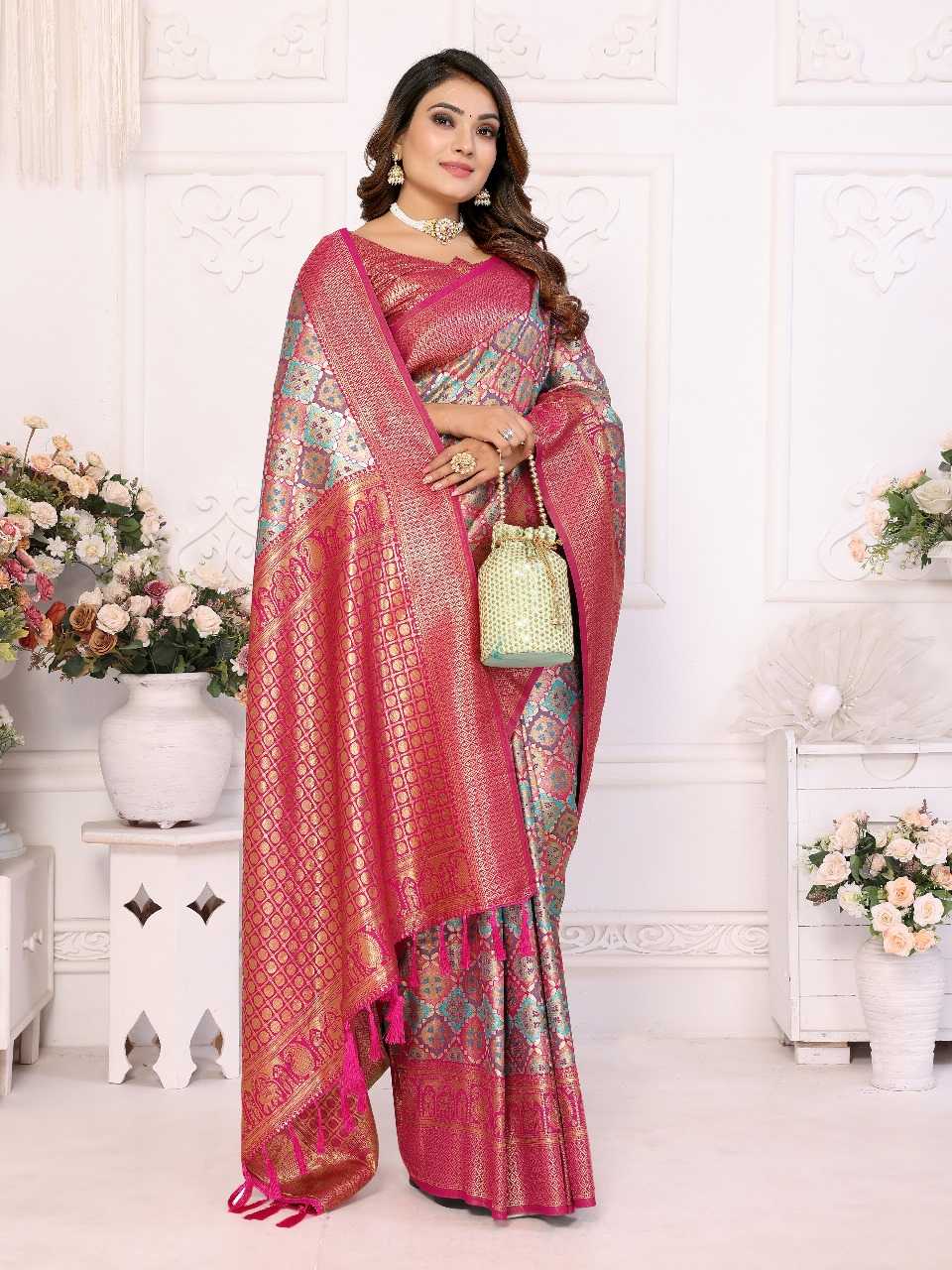 Ynf Banarasi Soft Silk RIN144 Chaturi-2 Silk Sarees Wholesale Designer Silk Sarees Zari Border Silk Sarees Silk Sarees For Weddings Manufacturer