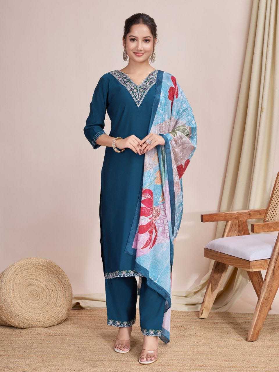 Ynf Chanderi Soft RIN222 BS-88 Kurti Wholesale Designer Kurtis Printed Kurtis Embroidered Kurtis Manufacturer