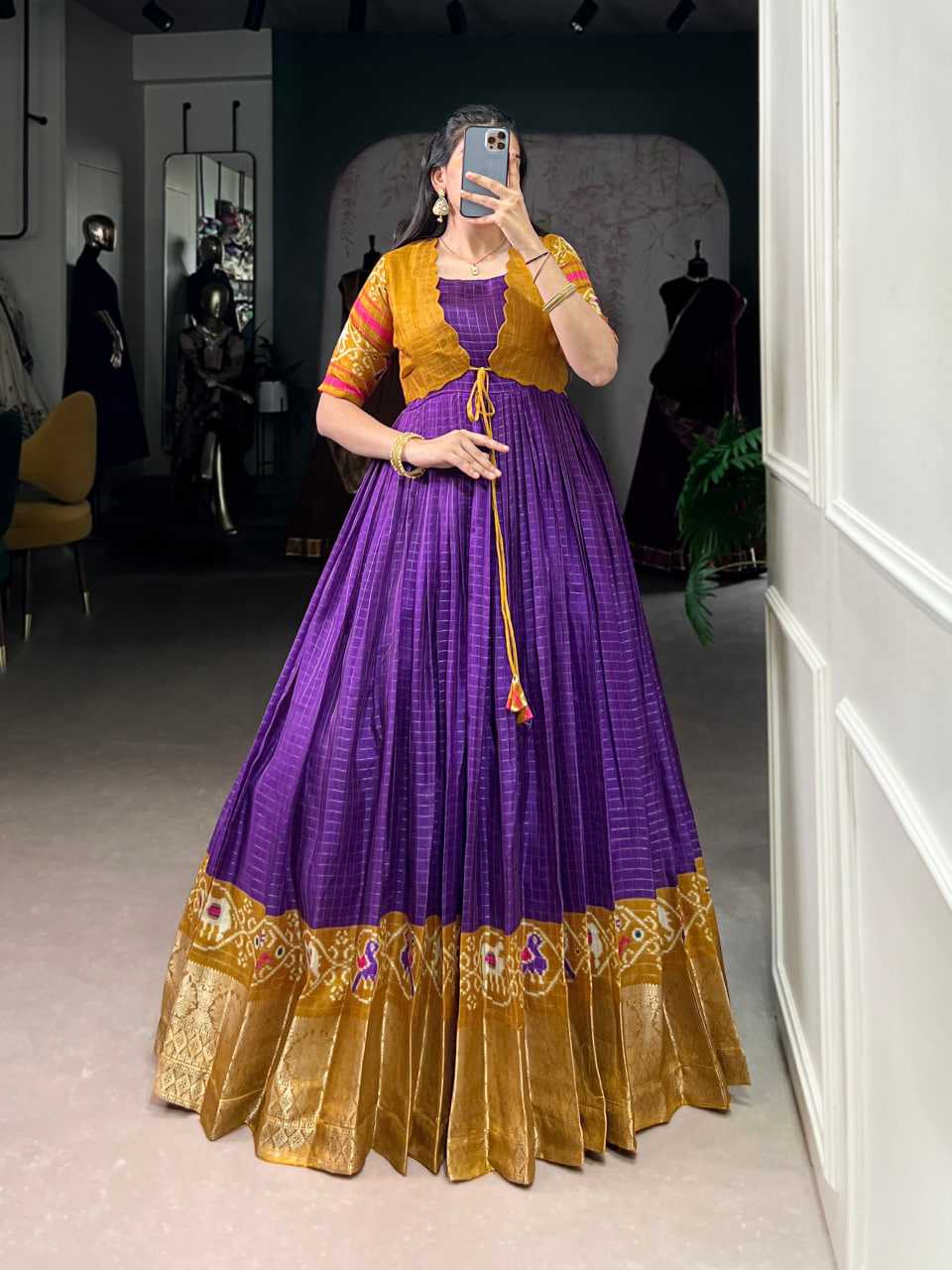 Ynf Chex Silk KESH134 5028 Gowns Wedding Collections Festive Collections Wholesale Printed Gowns Designer Gowns Indo-Western Gown With Jacket Manufacturer