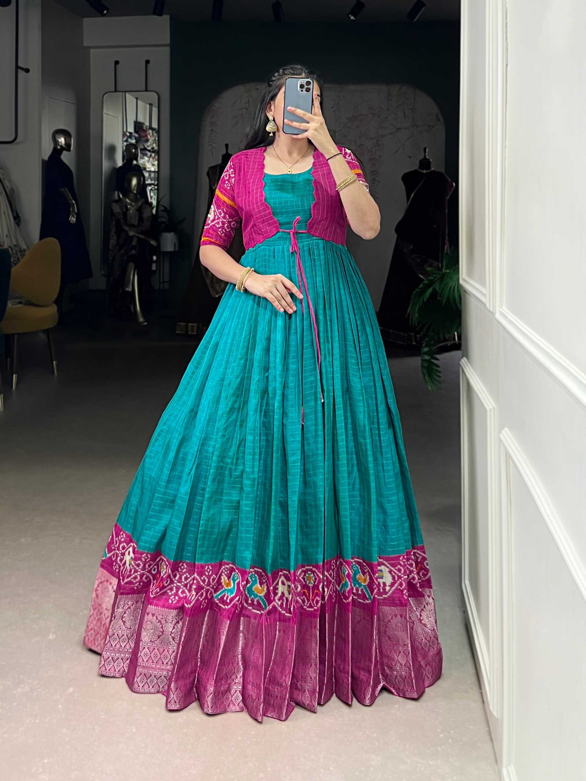Ynf Chex Silk KESH134 5028 Gowns Wedding Collections Festive Collections Wholesale Printed Gowns Designer Gowns Indo-Western Gown With Jacket Manufacturer