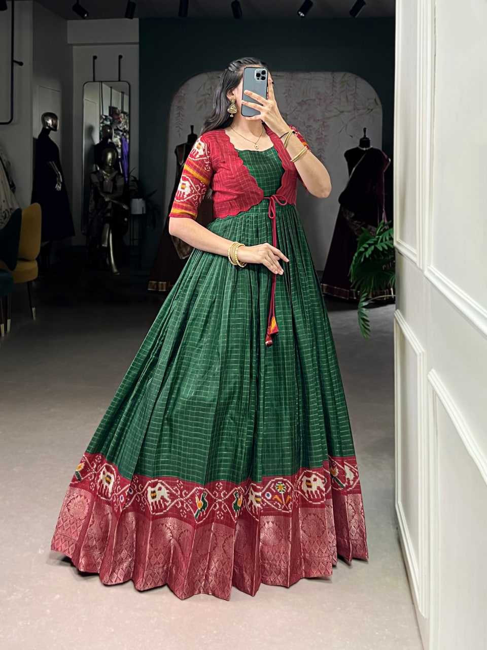 Ynf Chex Silk KESH134 5028 Gowns Wedding Collections Festive Collections Wholesale Printed Gowns Designer Gowns Indo-Western Gown With Jacket Manufacturer
