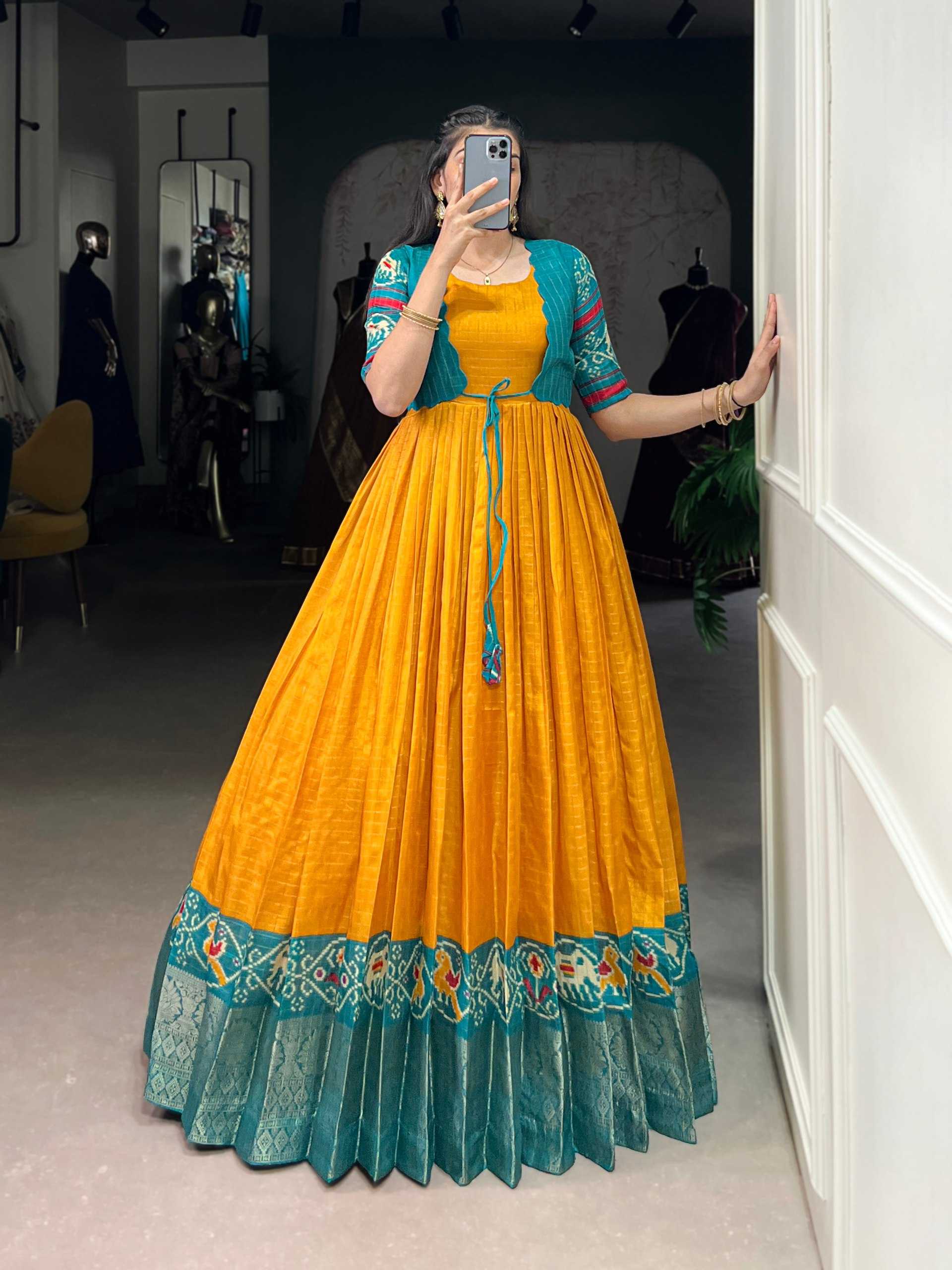 Ynf Chex Silk KESH134 5028 Gowns Wedding Collections Festive Collections Wholesale Printed Gowns Designer Gowns Indo-Western Gown With Jacket Manufacturer