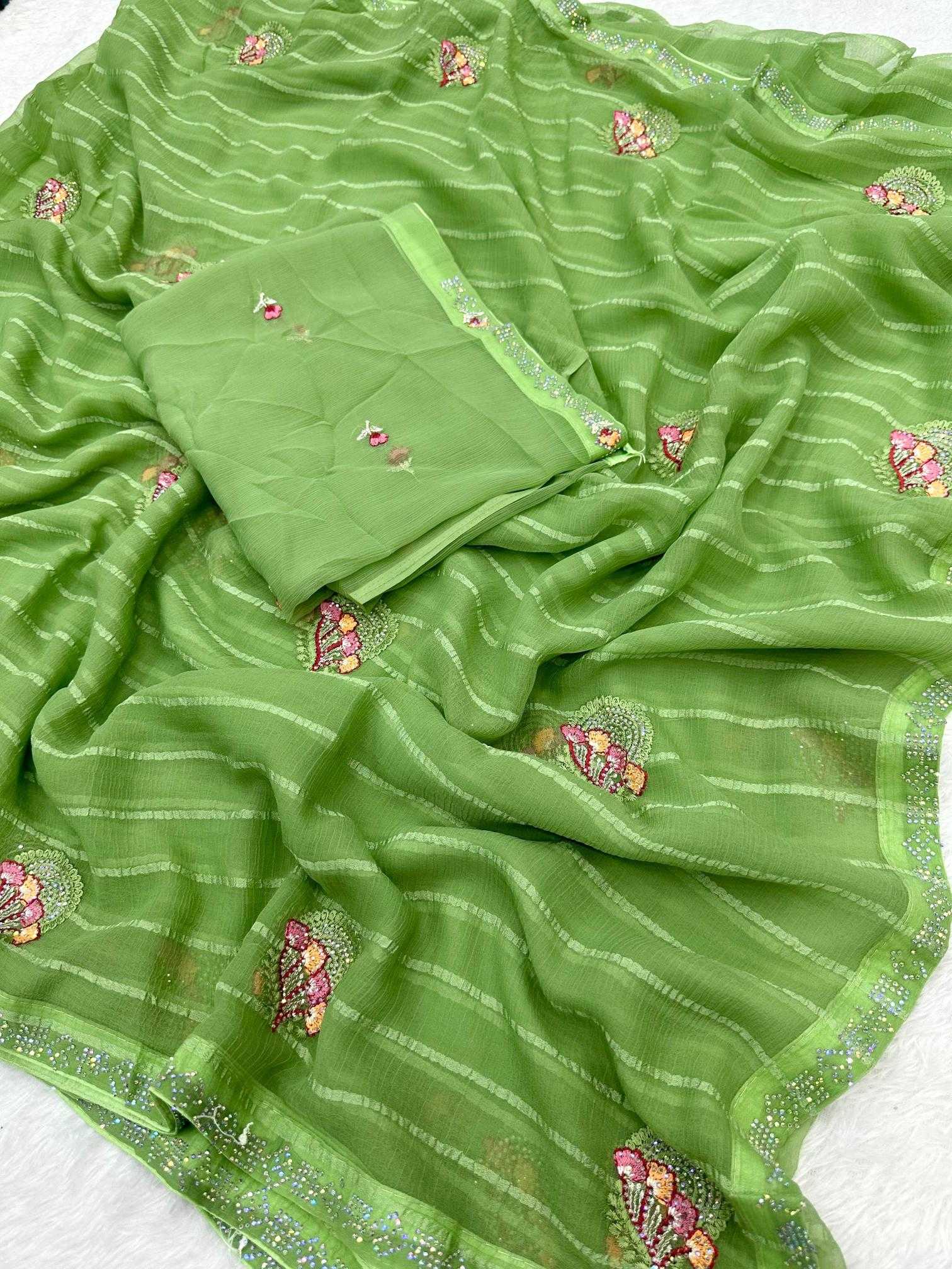 Ynf Chiffon KESH114 3011 Sarees Wholesale Chiffon Sarees Embroidered Sarees Stone Work Saree Manufacturer