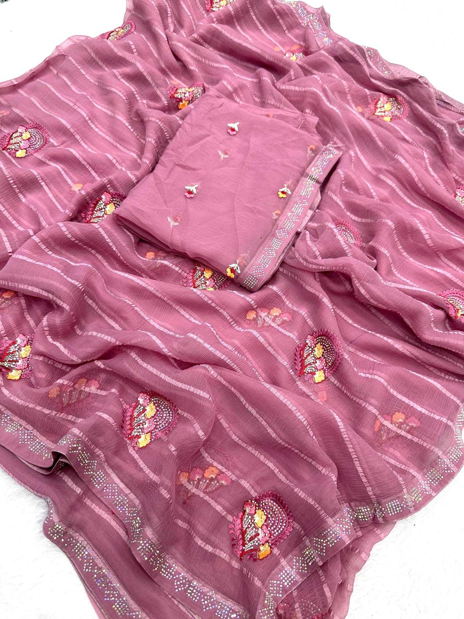 Ynf Chiffon KESH114 3011 Sarees Wholesale Chiffon Sarees Embroidered Sarees Stone Work Saree Manufacturer