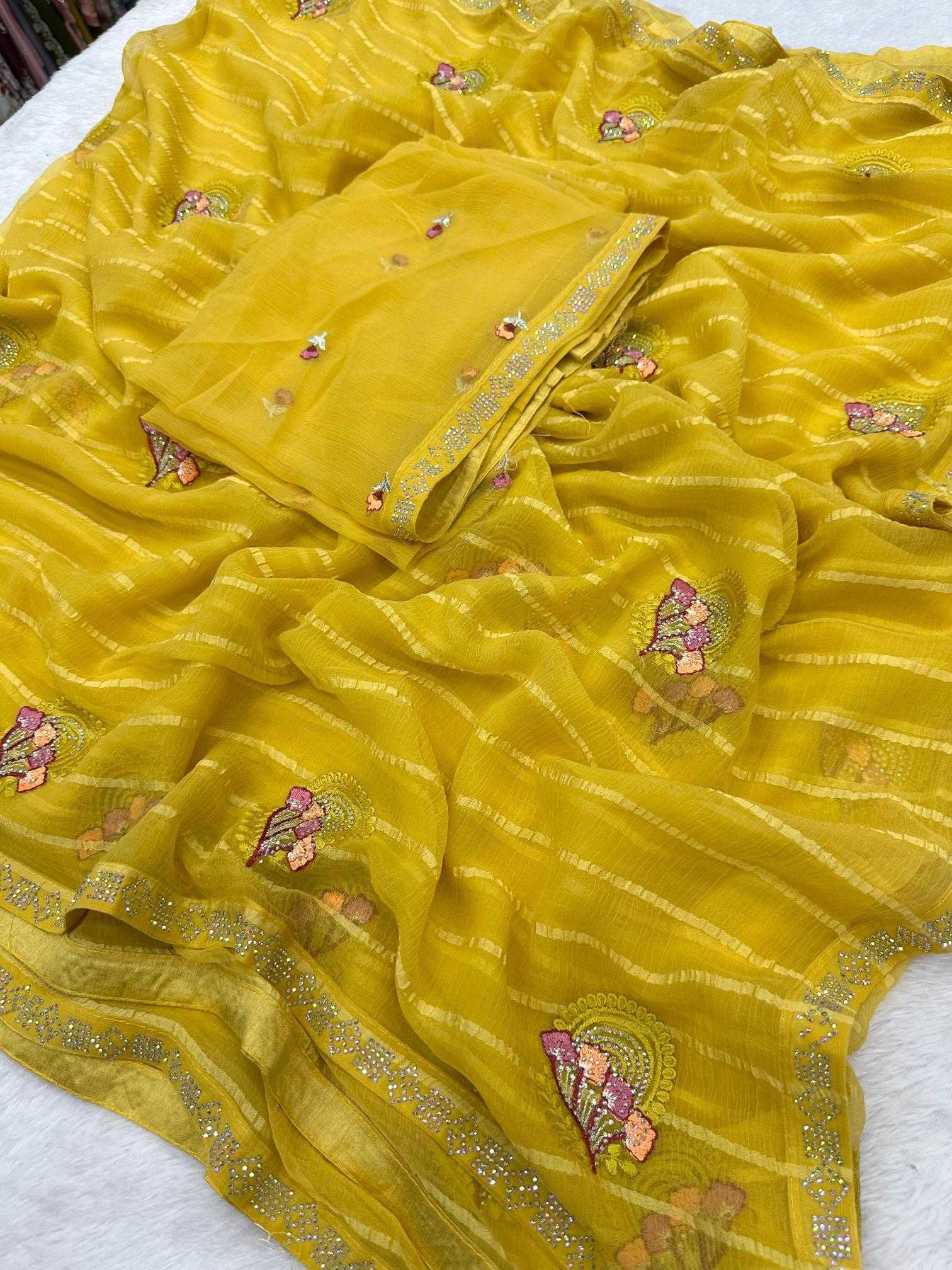 Ynf Chiffon KESH114 3011 Sarees Wholesale Chiffon Sarees Embroidered Sarees Stone Work Saree Manufacturer
