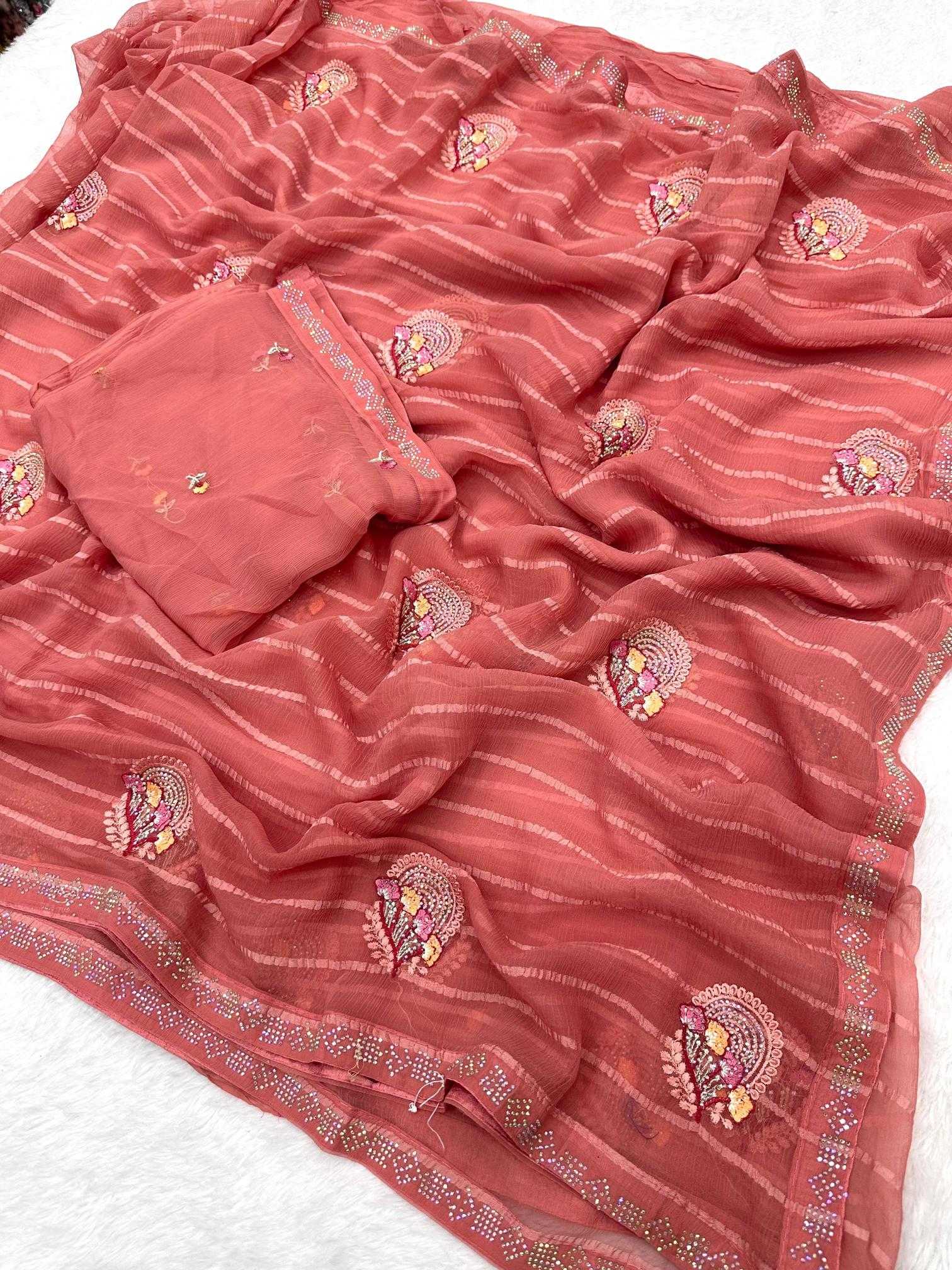 Ynf Chiffon KESH114 3011 Sarees Wholesale Chiffon Sarees Embroidered Sarees Stone Work Saree Manufacturer