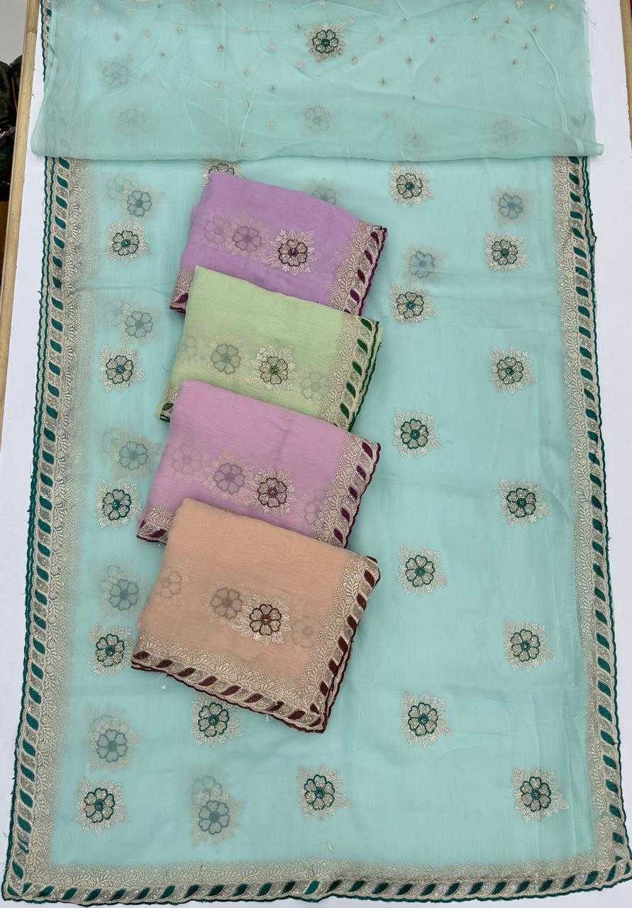 Ynf Chiffon KESH114 5022 Sarees Wholesale Chiffon Sarees Embroidered Sarees Stone Work Saree Manufacturer