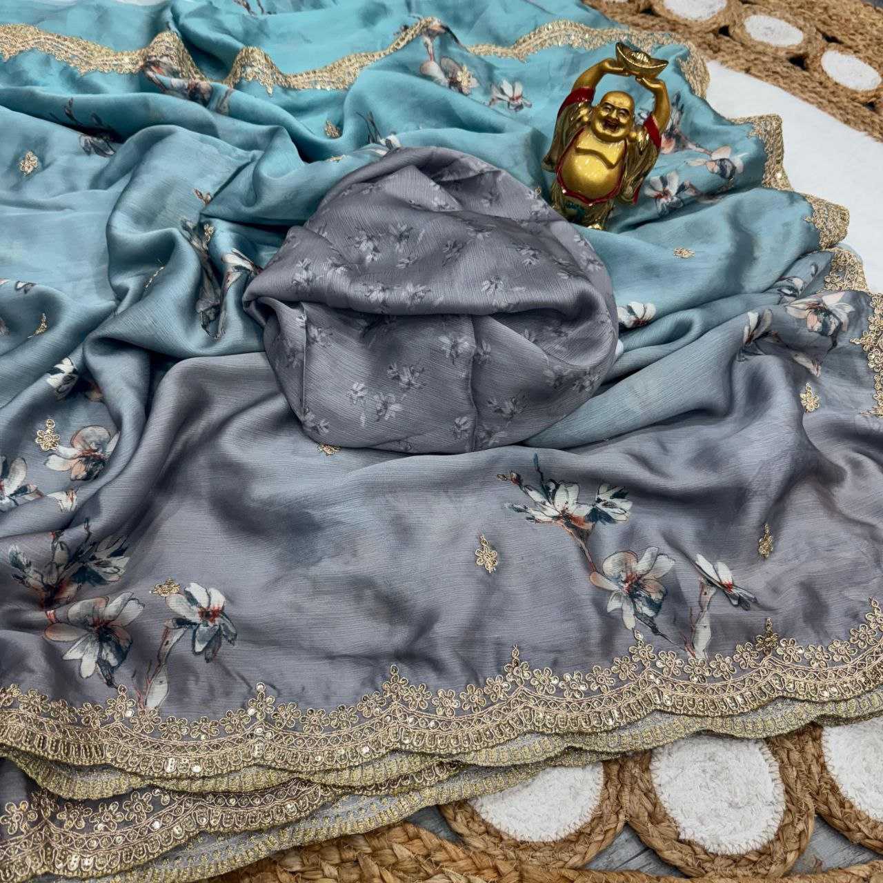 Ynf Chiffon KESH487 887 Sarees Wedding Collections Festive Collections Wholesale Chiffon Sarees Hand Printed Saree Satin Sarees Manufacturer