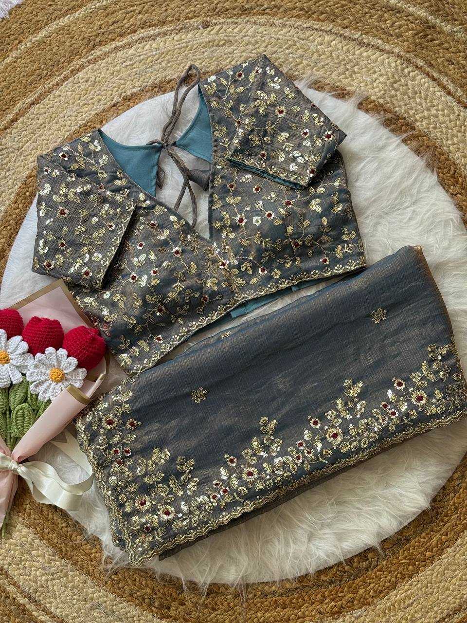 Ynf Chiffon RIN105 MISTY Sarees Wholesale Sequence Sarees Embroidered Sarees Manufacturer
