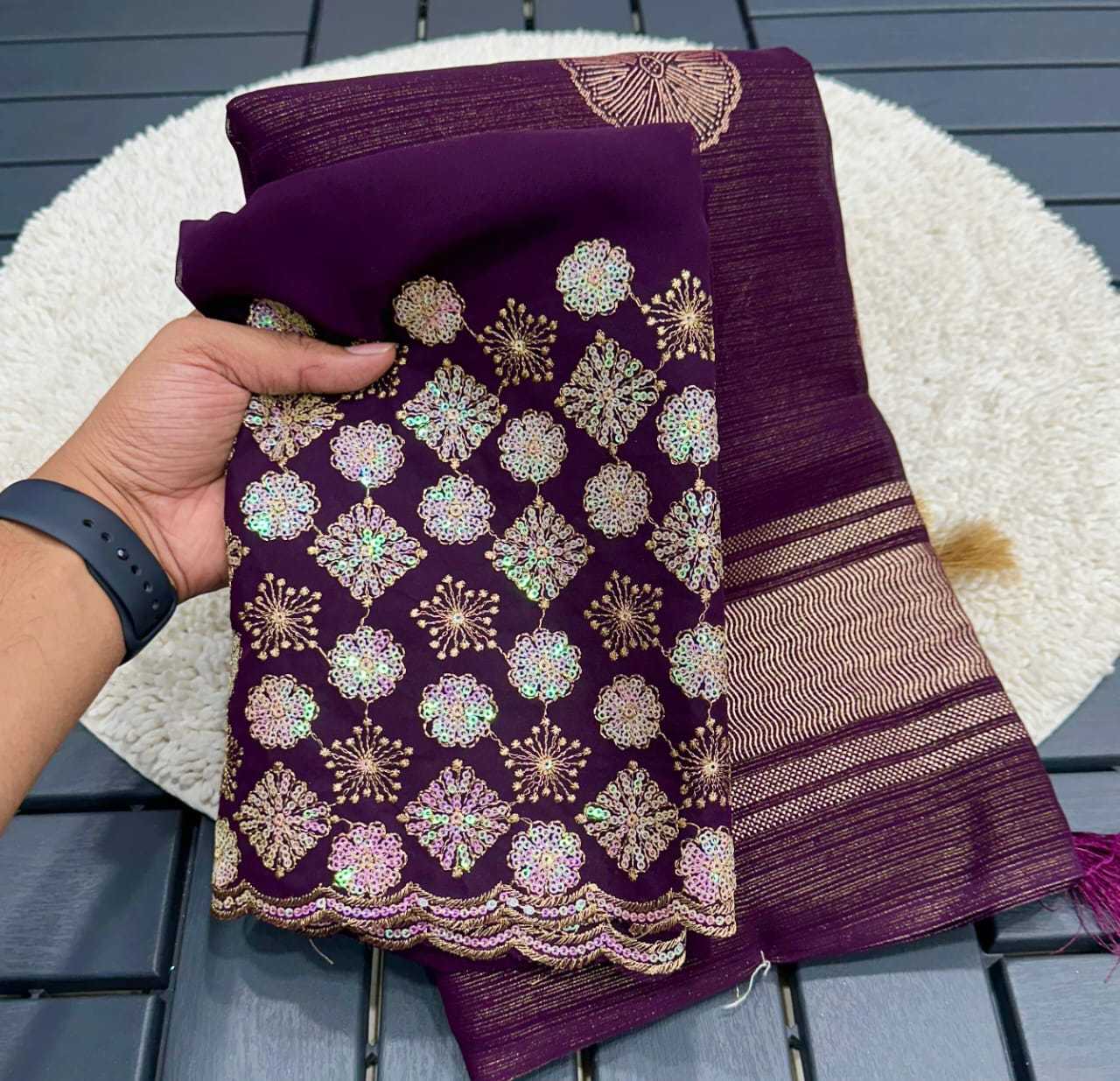 Ynf Chiffon RIN171 490 Sarees Wholesale Designer Sarees Chiffon Sarees Embroidered Sarees Manufacturer