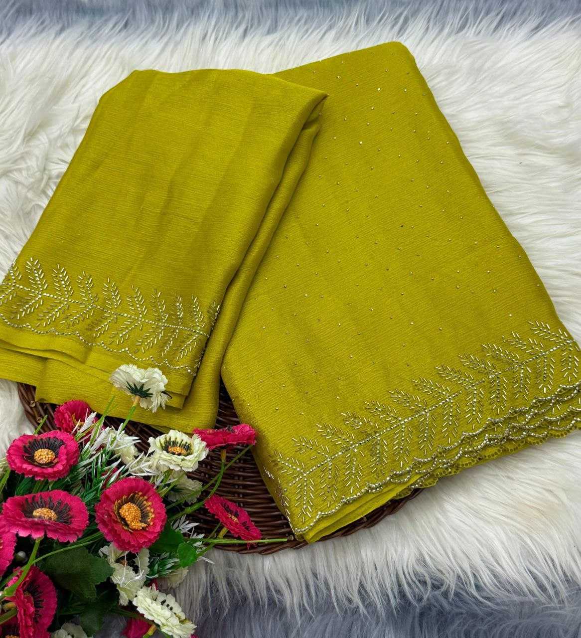 Ynf Chiffon RIN171 905 Sarees Wedding Collections Festive Collections Wholesale Chiffon Sarees Cutwork Saree Sarees With Blouse Manufacturer