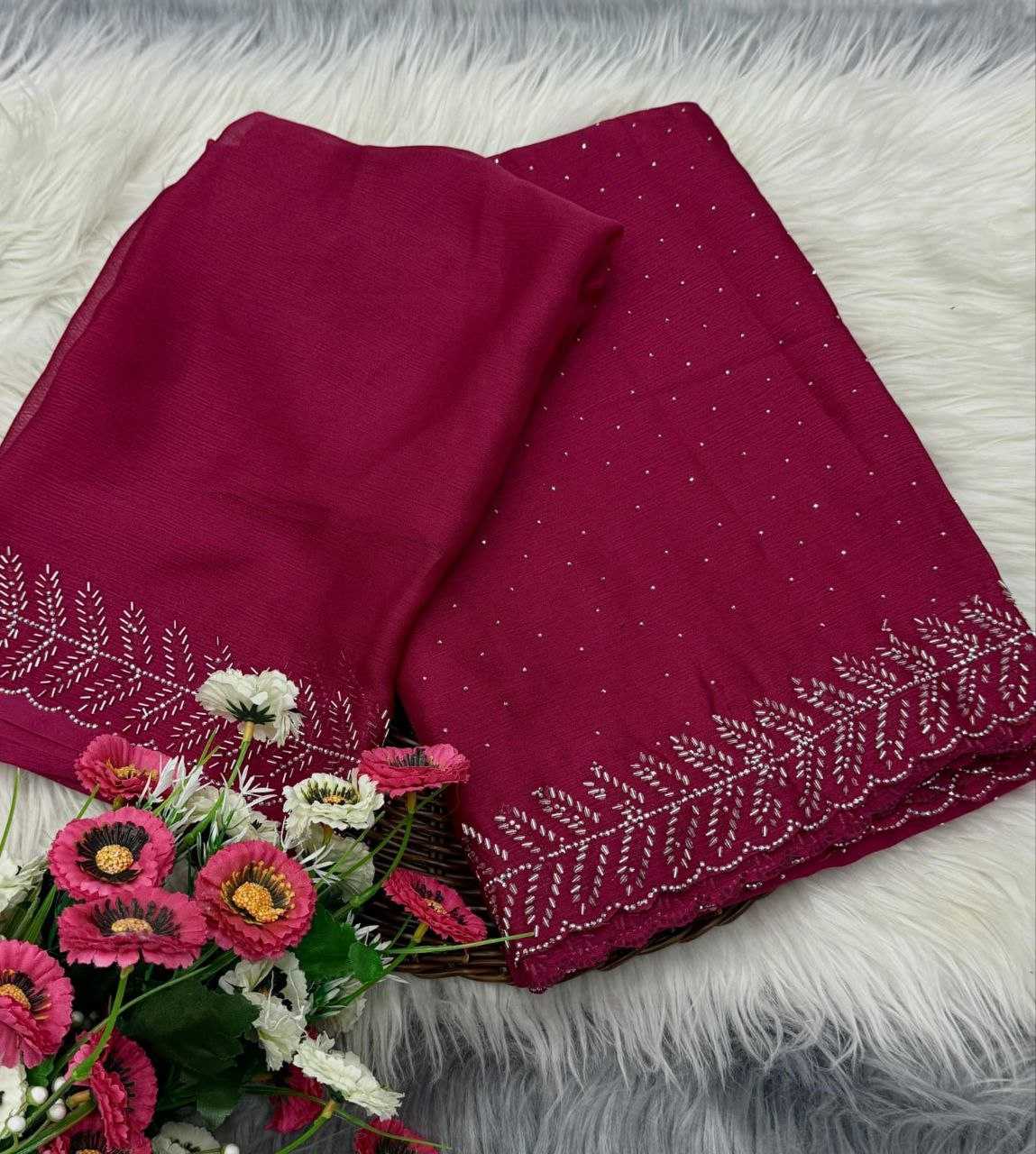 Ynf Chiffon RIN171 905 Sarees Wedding Collections Festive Collections Wholesale Chiffon Sarees Cutwork Saree Sarees With Blouse Manufacturer