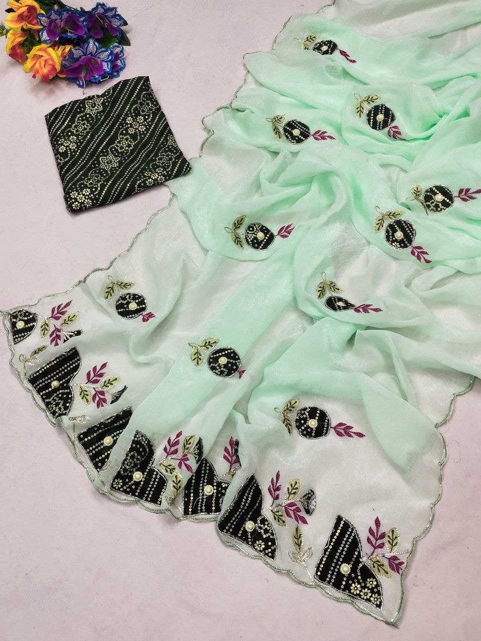 Ynf Chiffon RIN216 krina Sarees Wholesale Hand Work Sarees Work Sarees Butta Sarees Manufacturer