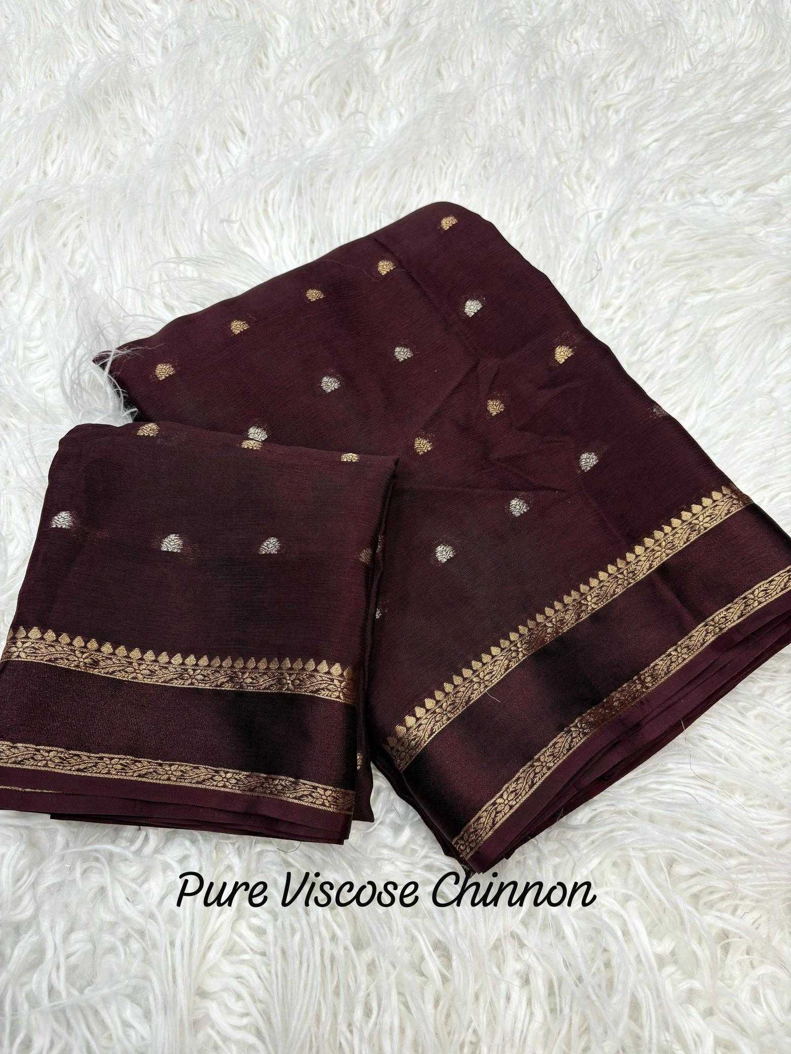Ynf Chinon RIN195 Cinderella Chinnon Sarees Wholesale Butta Sarees Jacquard Saree Viscose Saree Manufacturer