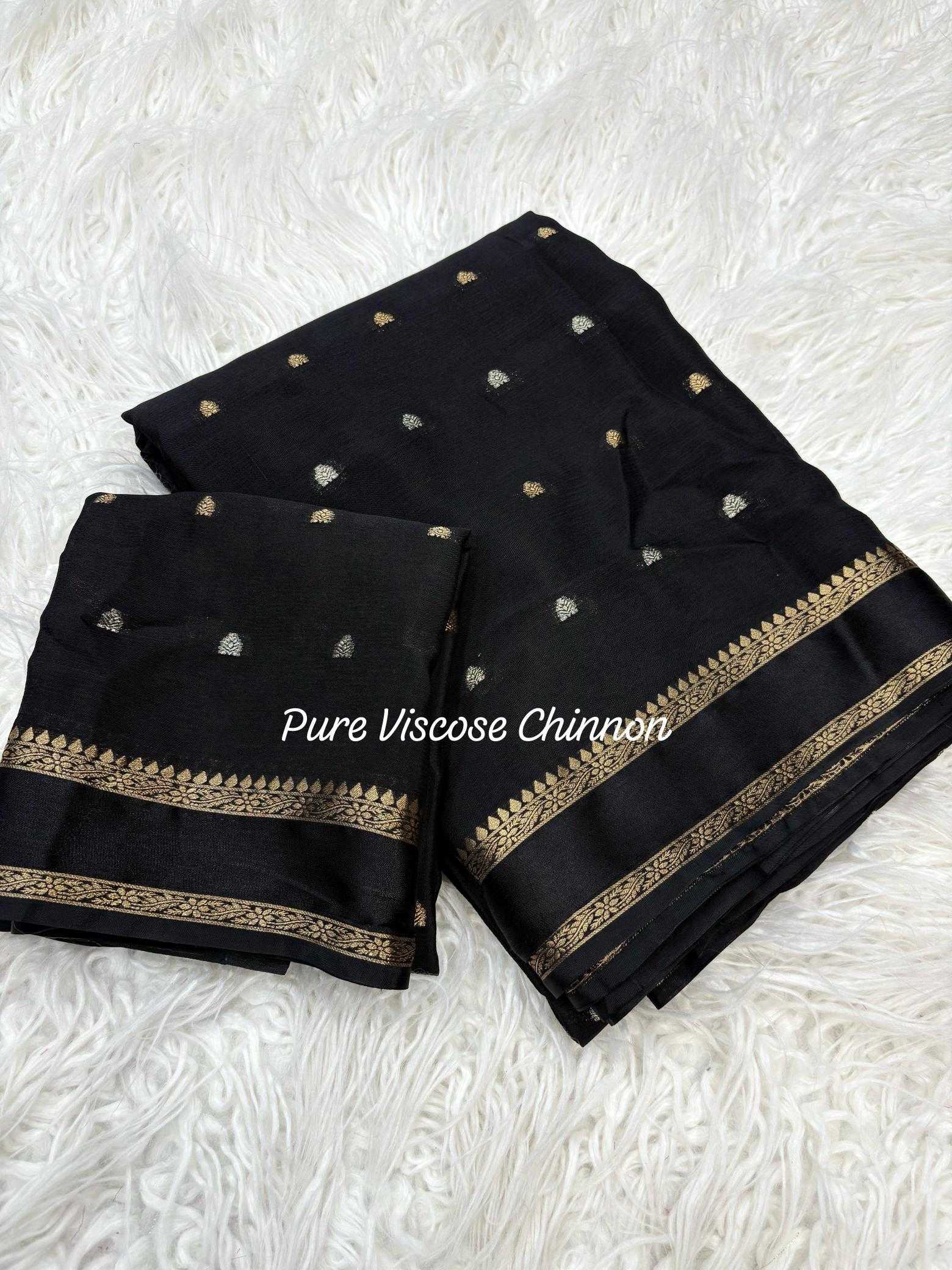 Ynf Chinon RIN195 Cinderella Chinnon Sarees Wholesale Butta Sarees Jacquard Saree Viscose Saree Manufacturer