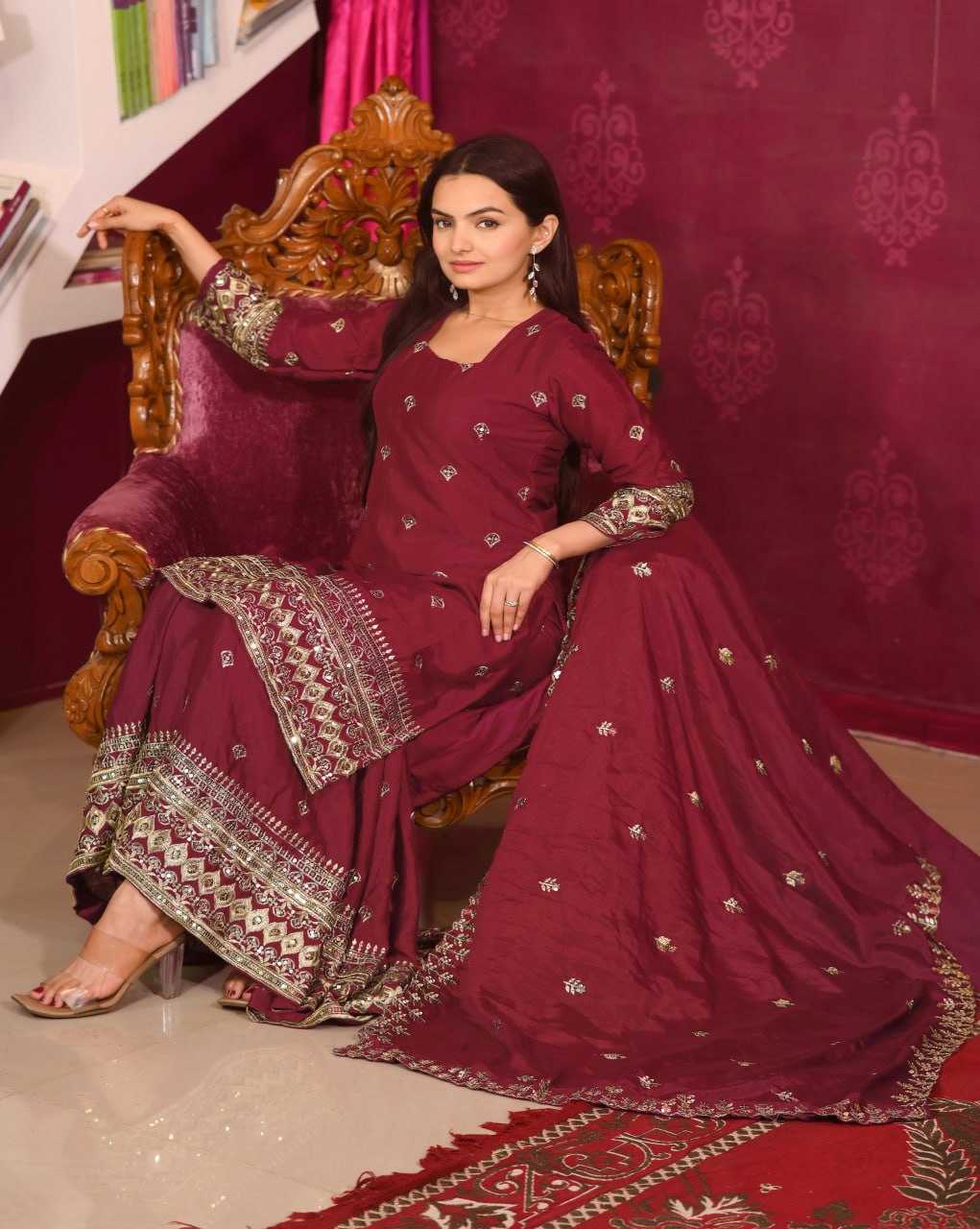 Ynf Chinon RIN232 10 Suits & Dresses Wholesale Sharara Salwar Suits Embroidery Suits Party wear suits Manufacturer