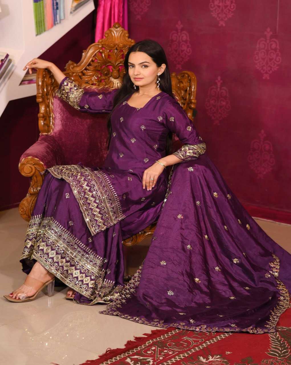 Ynf Chinon RIN232 10 Suits & Dresses Wholesale Sharara Salwar Suits Embroidery Suits Party wear suits Manufacturer