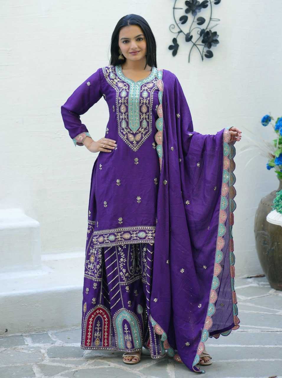Ynf Chinon RIN232 23 Suits & Dresses Wholesale Sharara Salwar Suits Embroidery Suits Party wear suits Manufacturer
