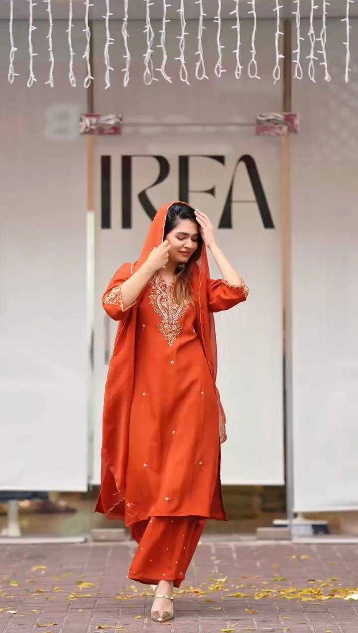 Ynf Chinon Silk KESH159 1352 Suits & Dresses Wedding Collections Festive Collections Wholesale Embroidery Suits Ladies Silk Suit Wedding Outfits Manufacturer