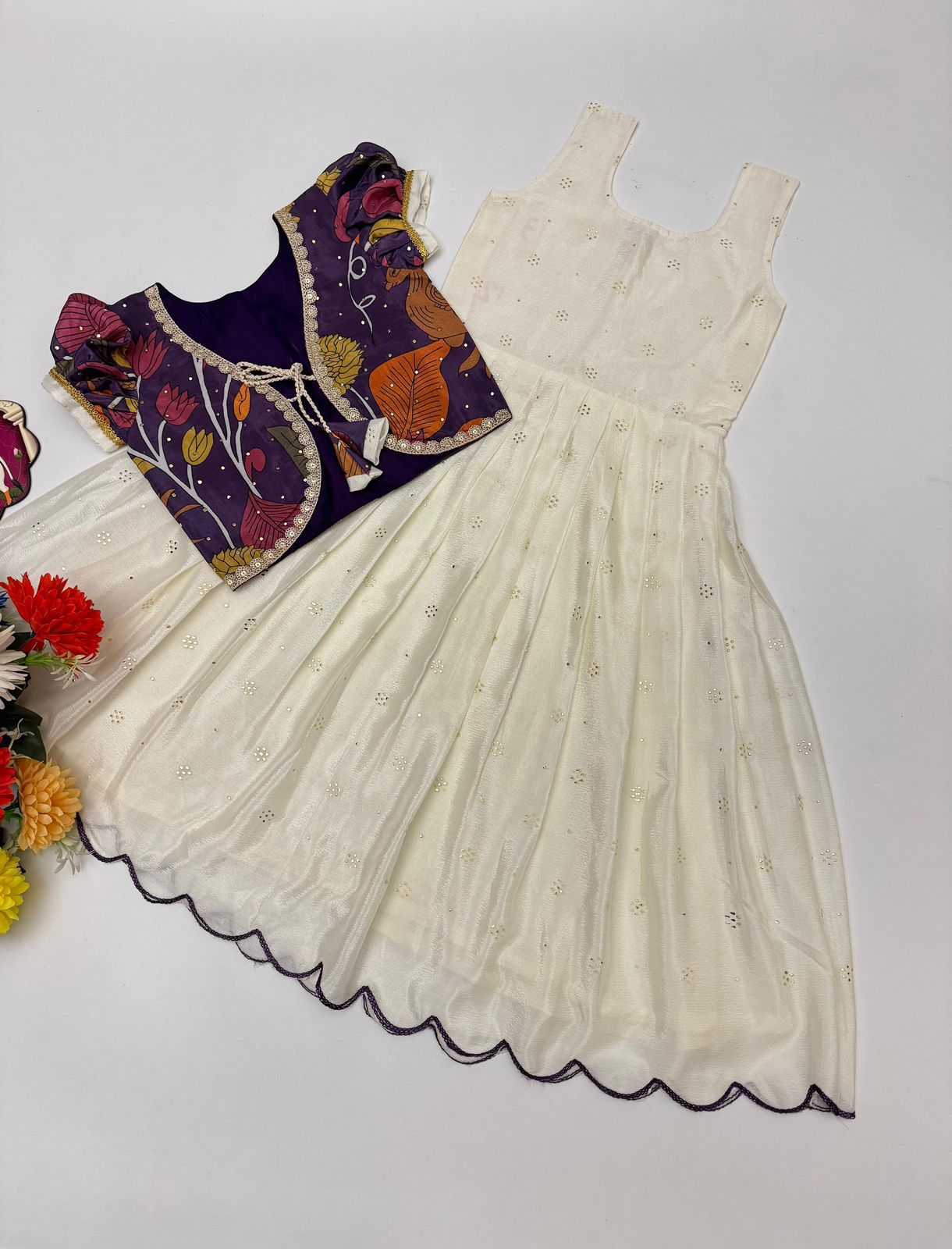 Ynf Chinon Silk KESH493 GRACY Kids Wear Wholesale Kids Gown Kids Ethnic Gowns Manufacturer