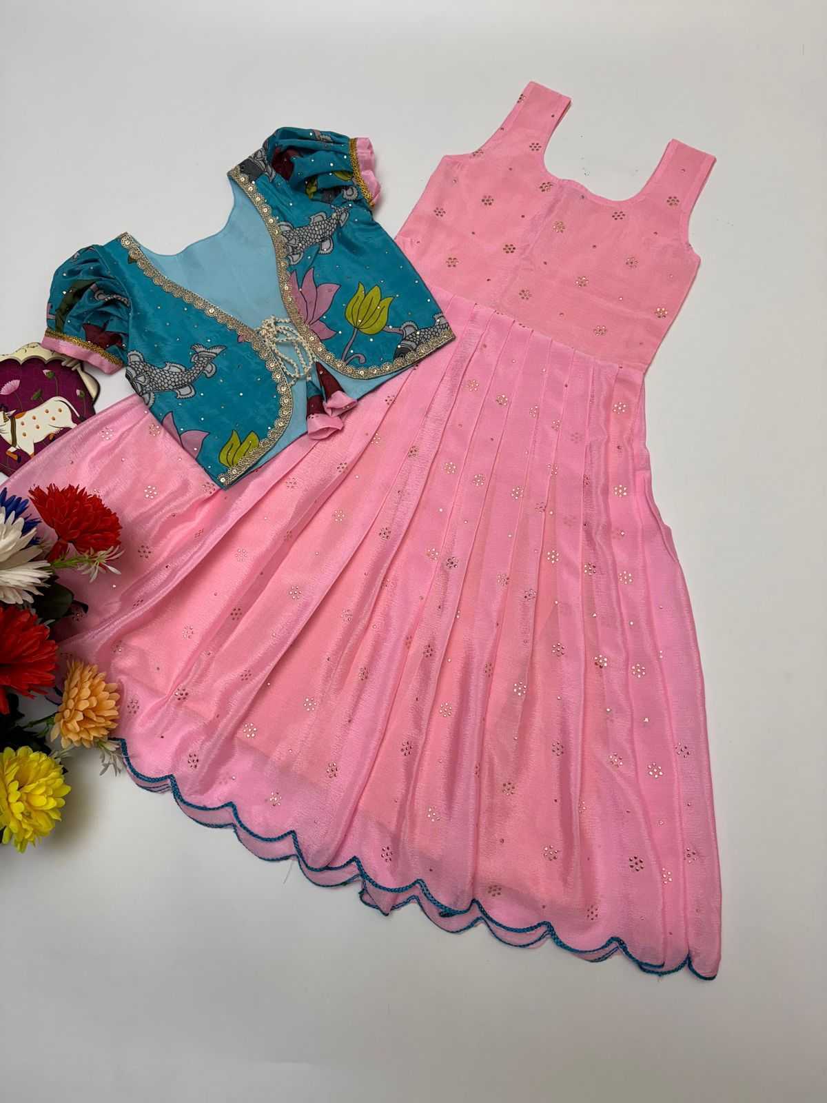 Ynf Chinon Silk KESH493 GRACY Kids Wear Wholesale Kids Gown Kids Ethnic Gowns Manufacturer