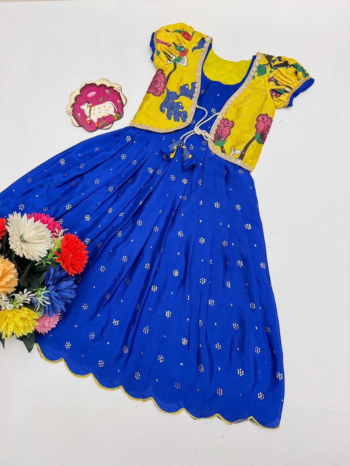 Ynf Chinon Silk KESH493 GRACY Kids Wear Wholesale Kids Gown Kids Ethnic Gowns Manufacturer