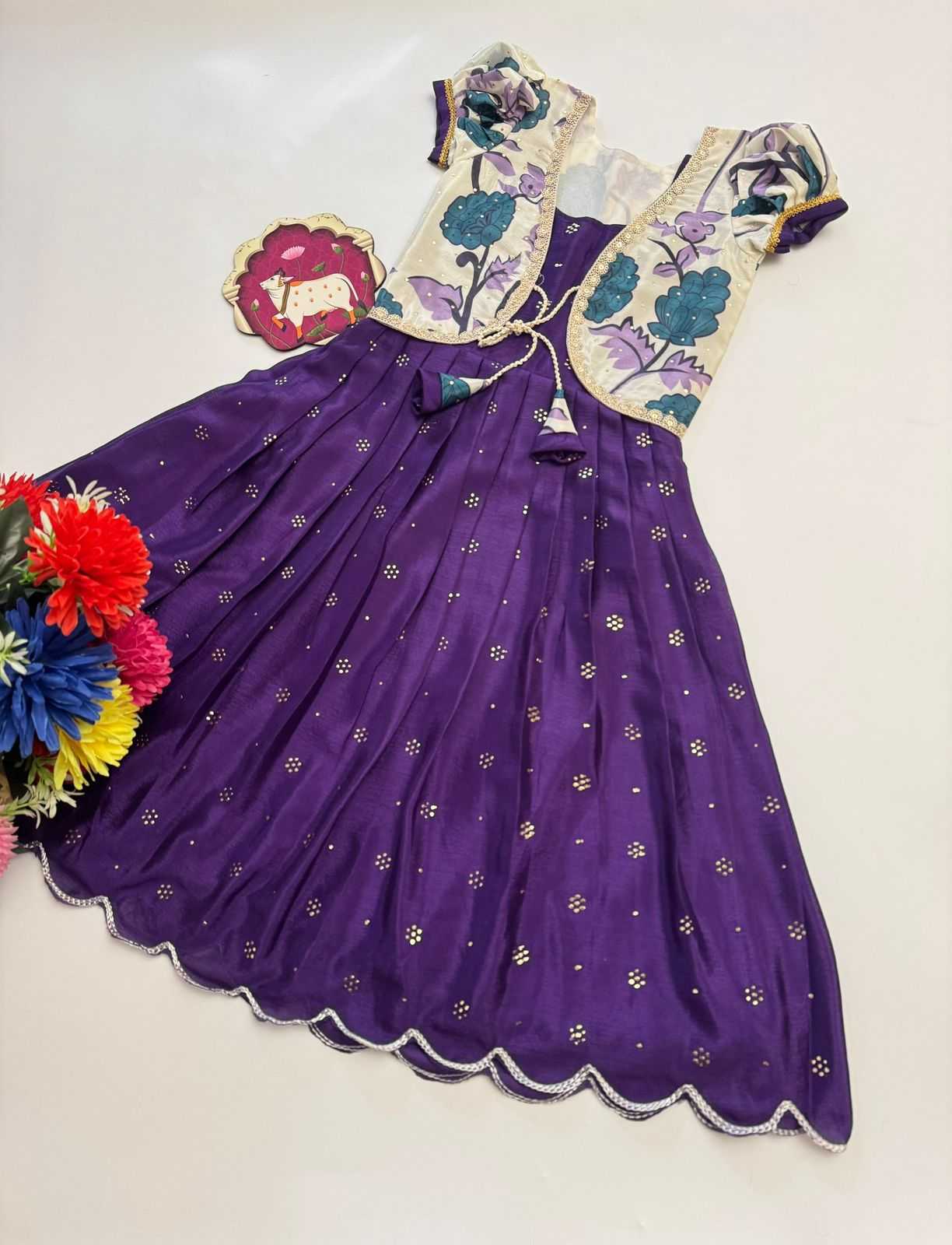 Ynf Chinon Silk KESH493 GRACY Kids Wear Wholesale Kids Gown Kids Ethnic Gowns Manufacturer