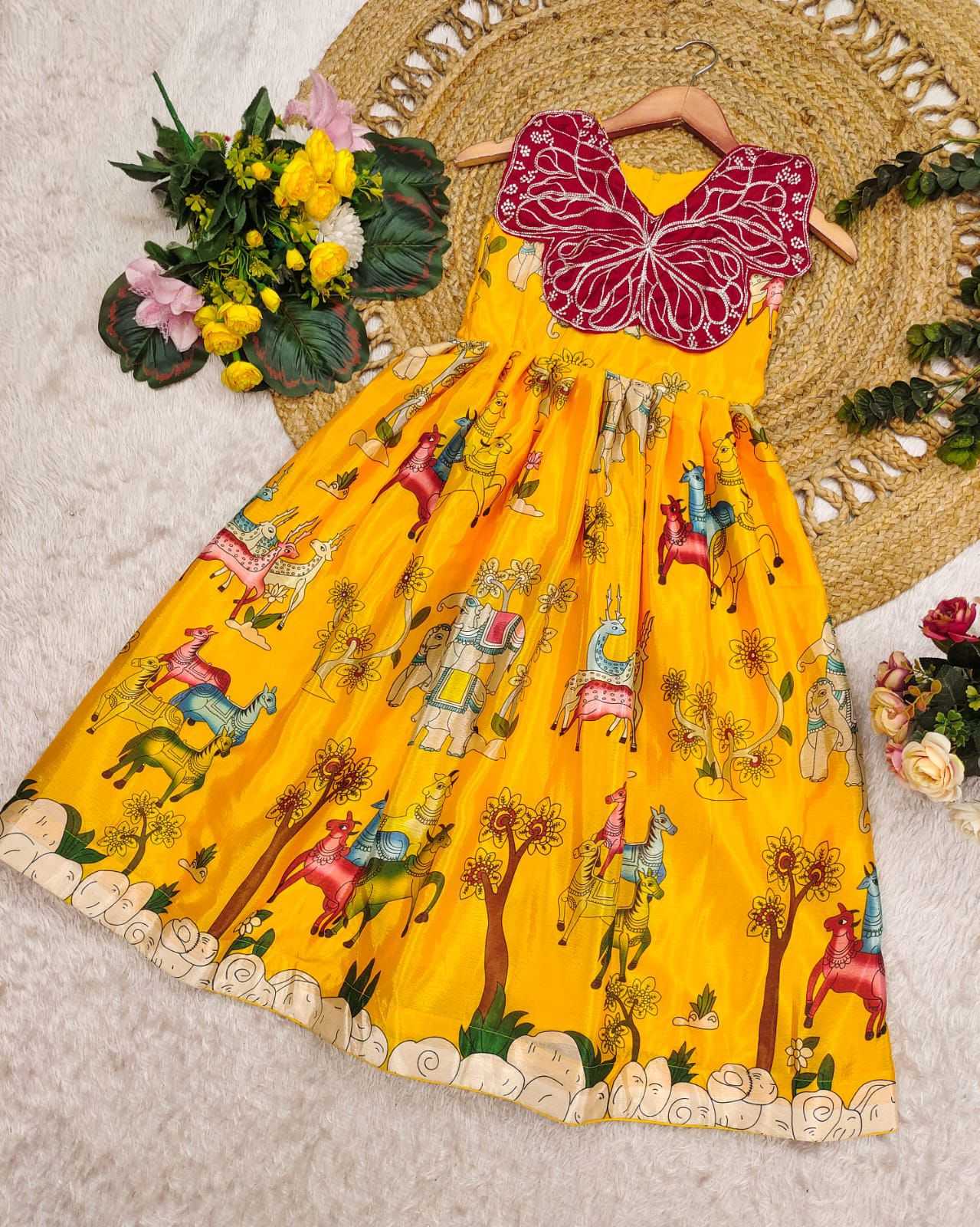 Ynf Chinon Silk KESH493 Spread Kids Wear Wholesale Kids Gown Kids Ethnic Gowns Manufacturer