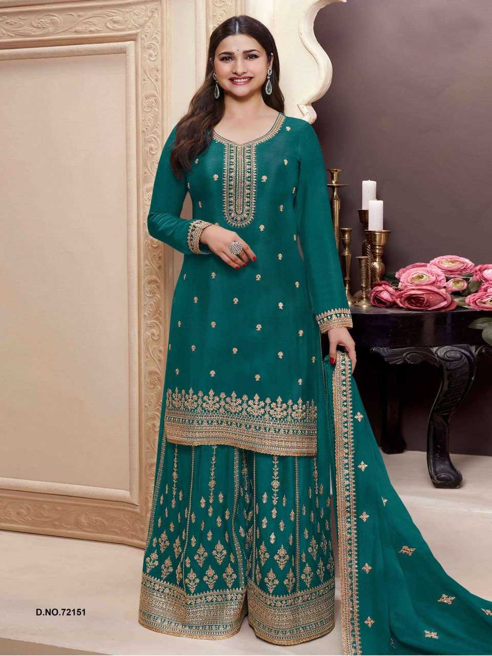 Ynf Chinon Silk KESH504 71151 Suits & Dresses Wholesale Embroidery Suits Palazzo Suit Designer Suits Manufacturer