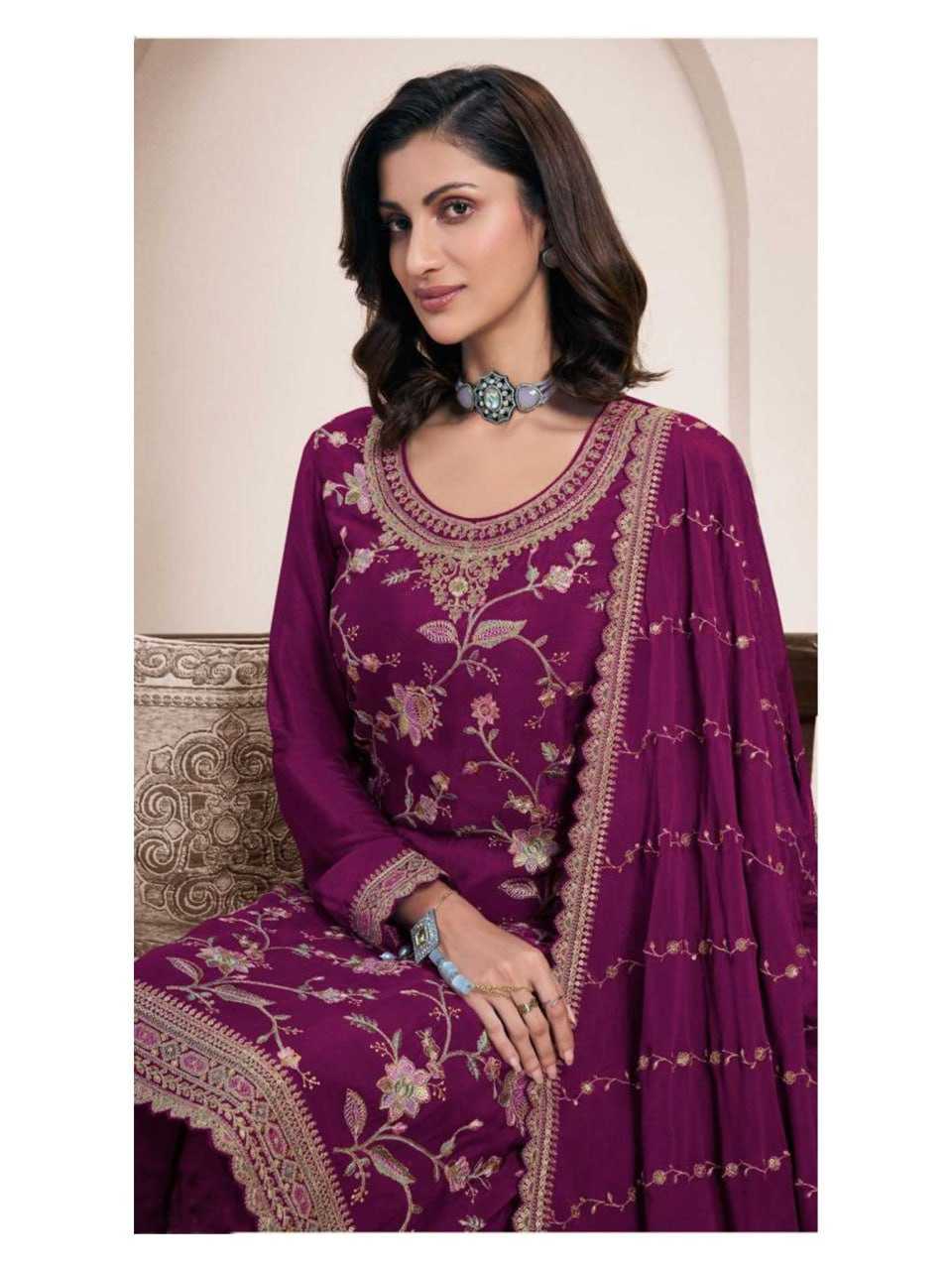 Ynf Chinon Silk KESH504 73411 Suits & Dresses Wholesale Embroidery Suits Palazzo Suit Wedding Suits Manufacturer