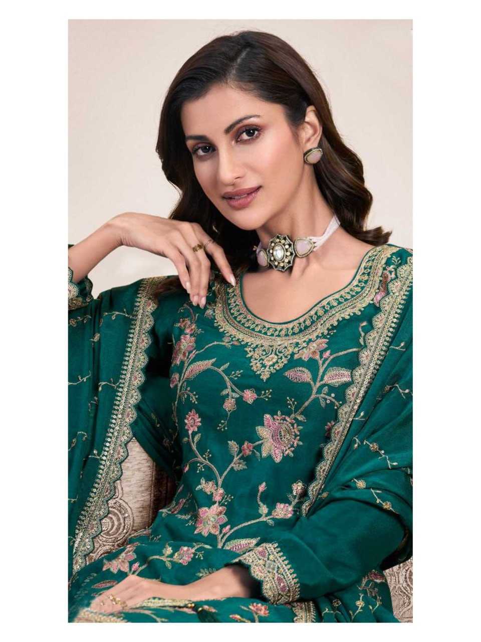 Ynf Chinon Silk KESH504 73411 Suits & Dresses Wholesale Embroidery Suits Palazzo Suit Wedding Suits Manufacturer