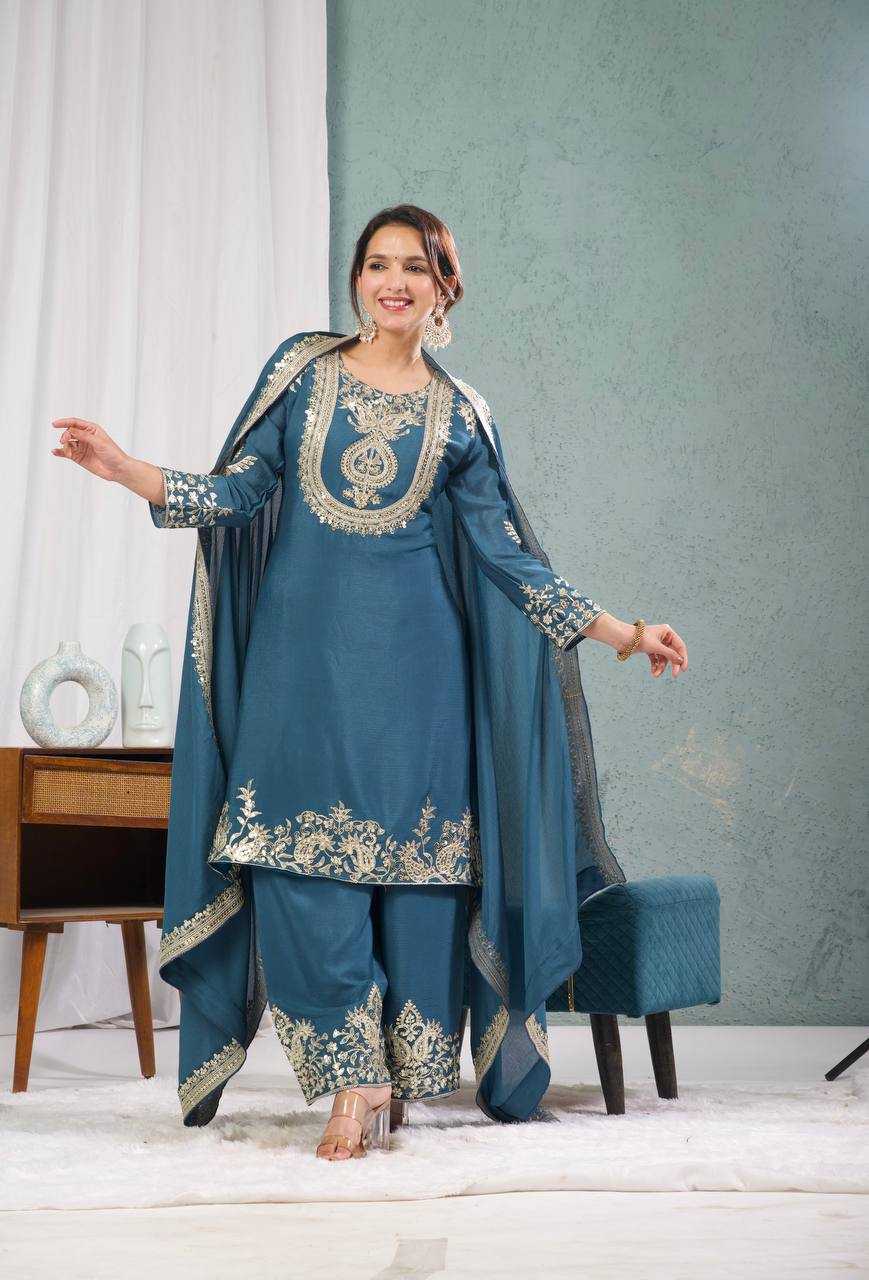 Ynf Chinon Silk KESH515 3022 Suits & Dresses Wholesale Embroidery Suits Ladies Silk Suit Designer Suits Manufacturer