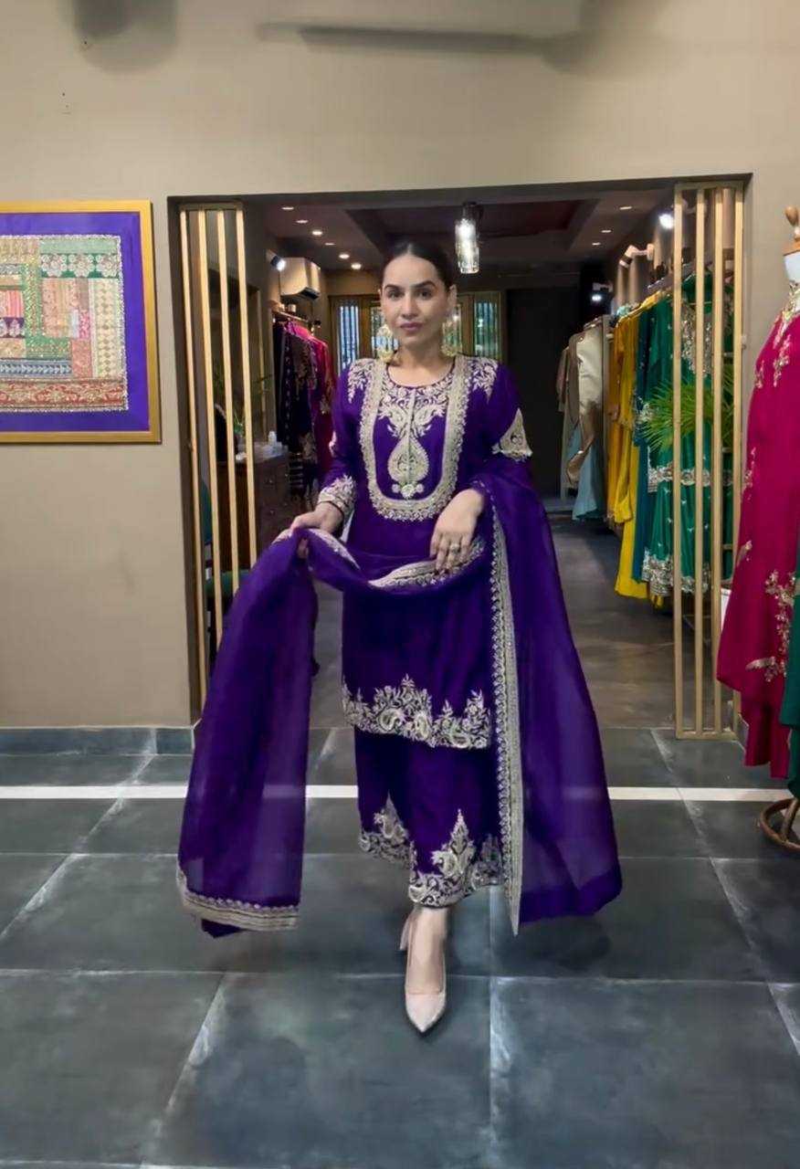 Ynf Chinon Silk KESH515 3022 Suits & Dresses Wholesale Embroidery Suits Ladies Silk Suit Designer Suits Manufacturer