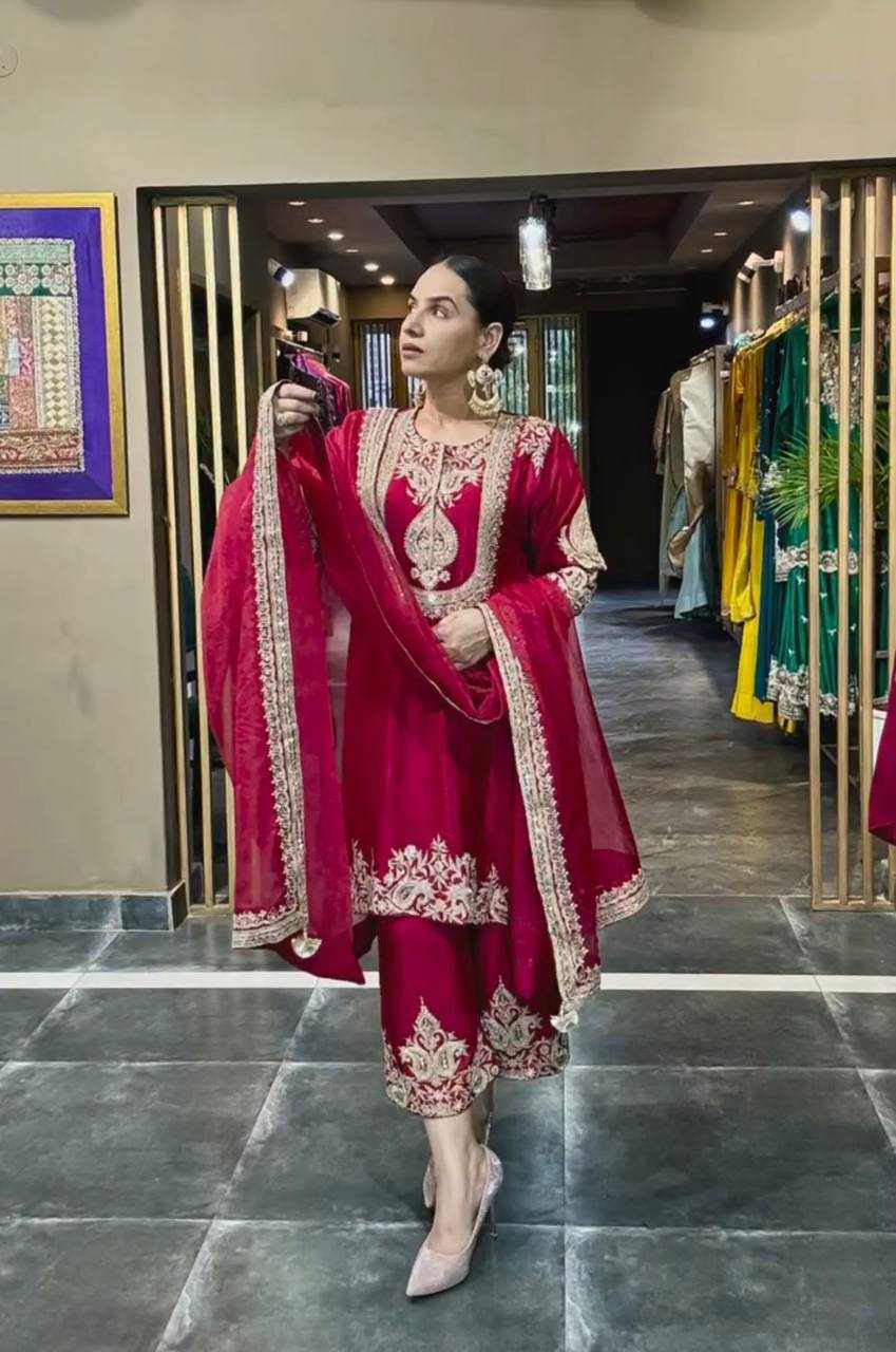 Ynf Chinon Silk KESH515 3022 Suits & Dresses Wholesale Embroidery Suits Ladies Silk Suit Designer Suits Manufacturer