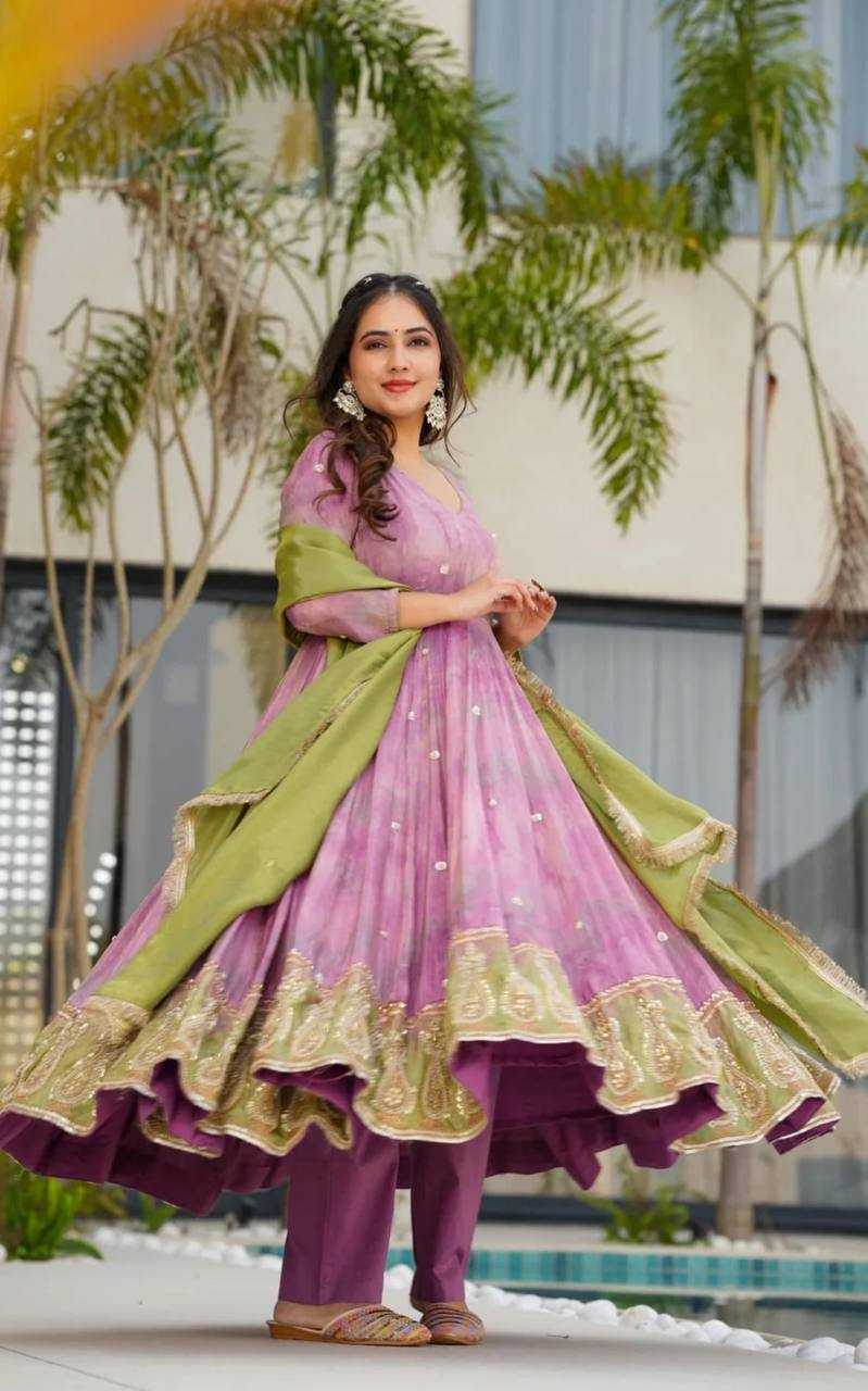 Ynf Chinon Silk KESH533 5097 Gowns Wholesale Embroidery Gowns Anarkali Gown Party Gowns Long Gowns Full Sleeve Gowns Manufacturer