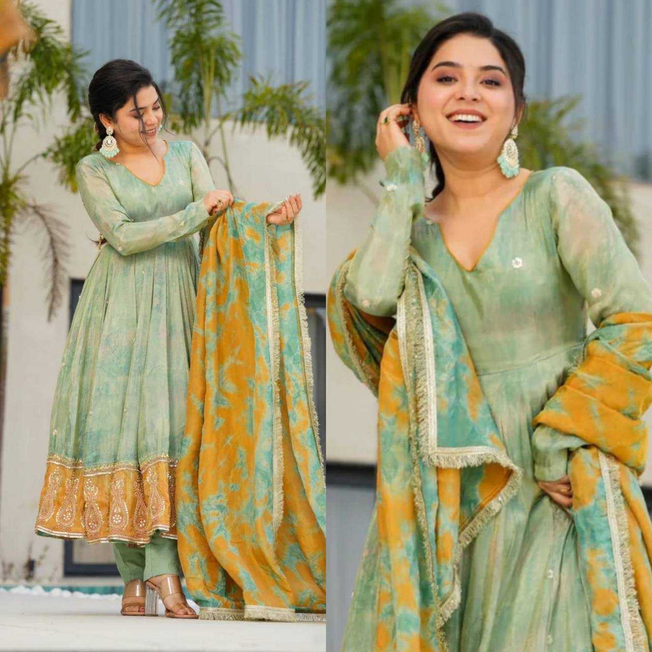 Ynf Chinon Silk KESH533 5097 Gowns Wholesale Embroidery Gowns Anarkali Gown Party Gowns Long Gowns Full Sleeve Gowns Manufacturer