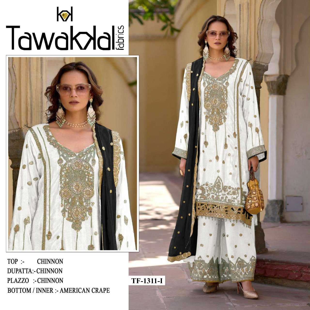 Ynf Chinon Silk RIN131 1311 Suits & Dresses Wholesale Ladies Suits Embroidery Suits Palazzo Suit Zari Work Suit Manufacturer